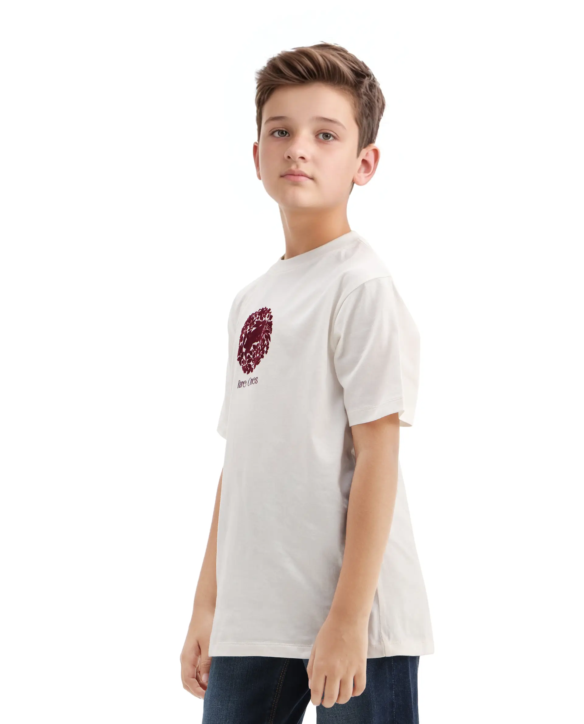 Rare Ones Kids Makes25 White Cotton Flock Print Regular Fit T-Shirt - Image 6