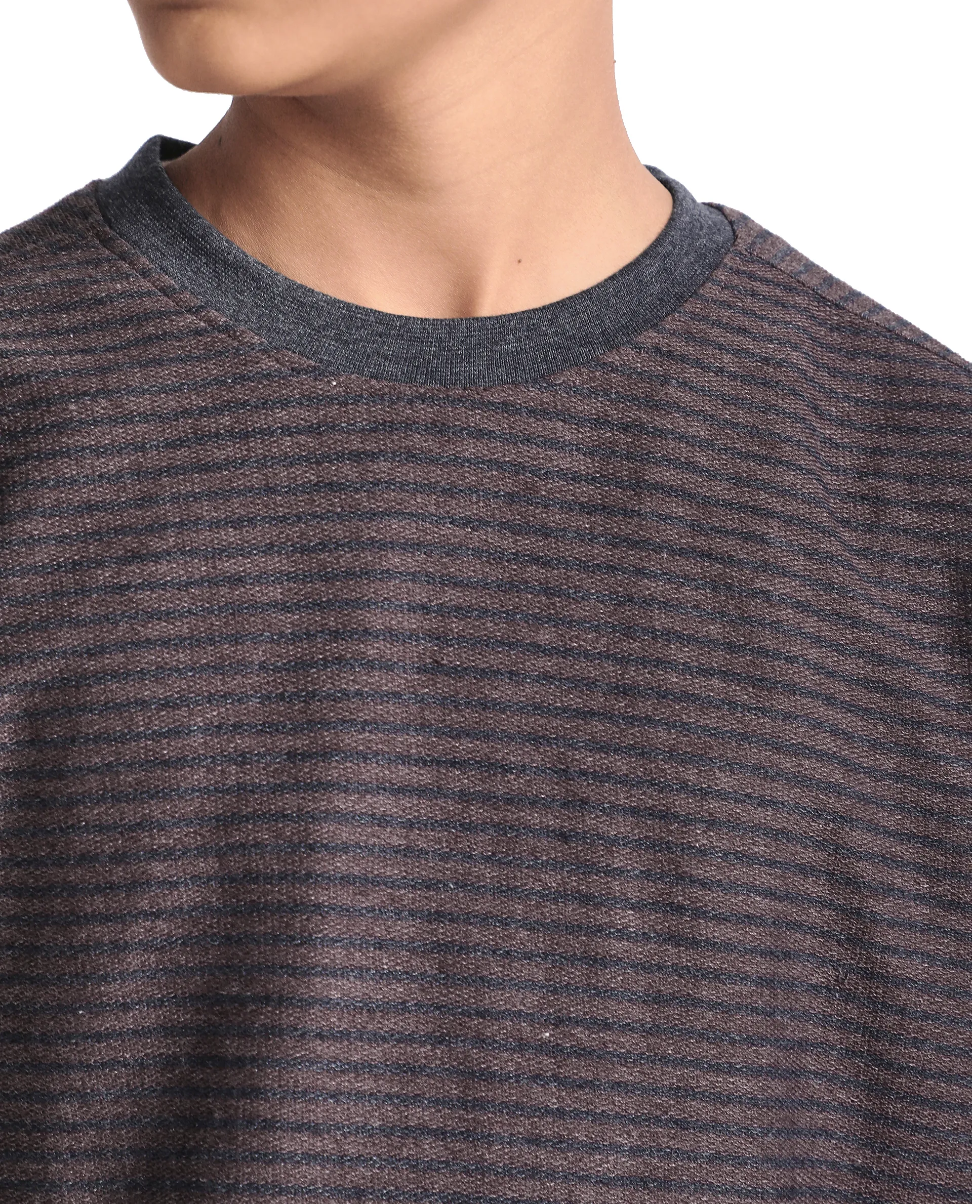 Rare Ones Kids Malco Dark Maroon Polyester Blend Pull On Striped Oversized T-Shirt - Image 5