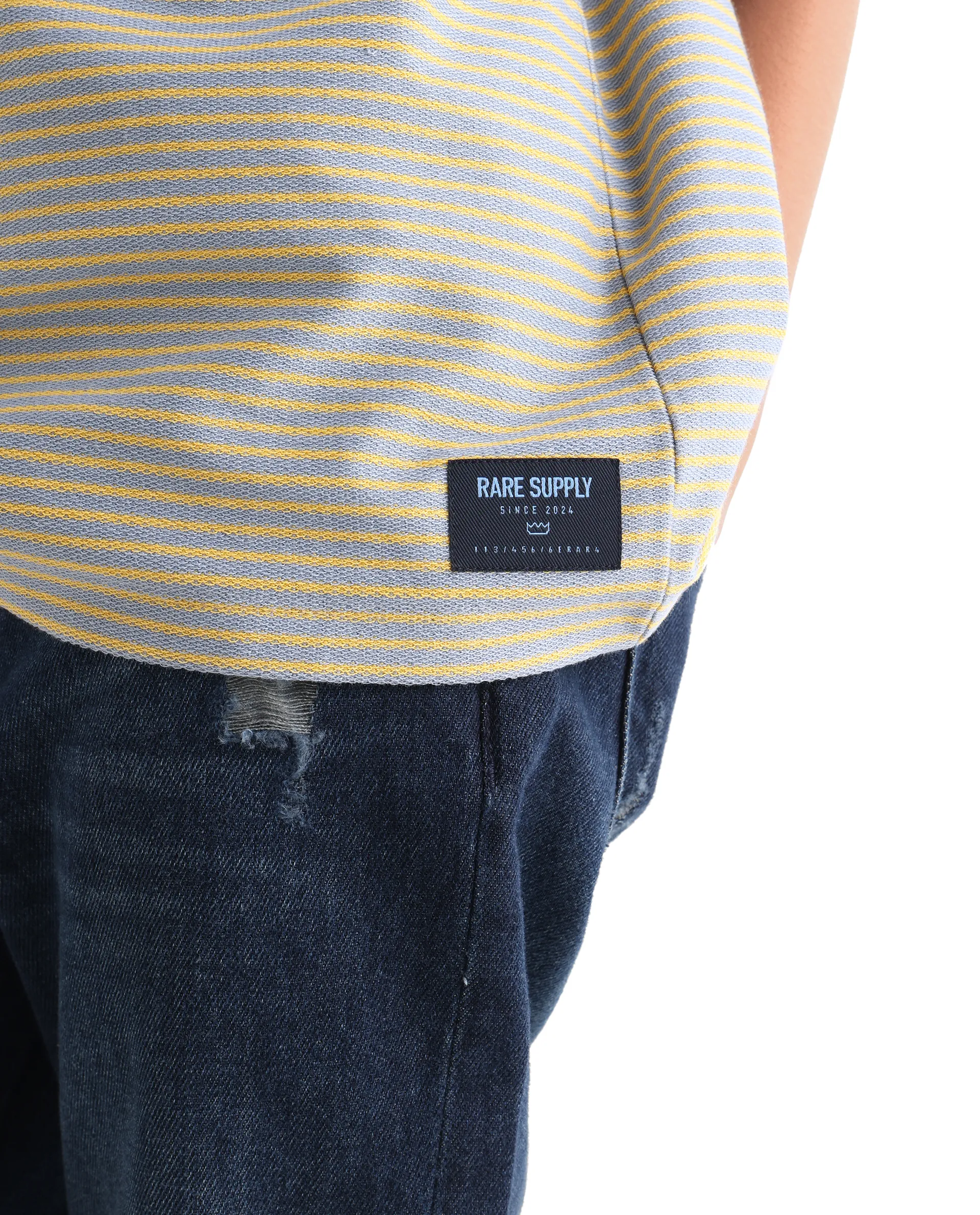 Rare Ones Kids Malco Grey Polyester Blend Pull On Striped Oversized T-Shirt - Image 5