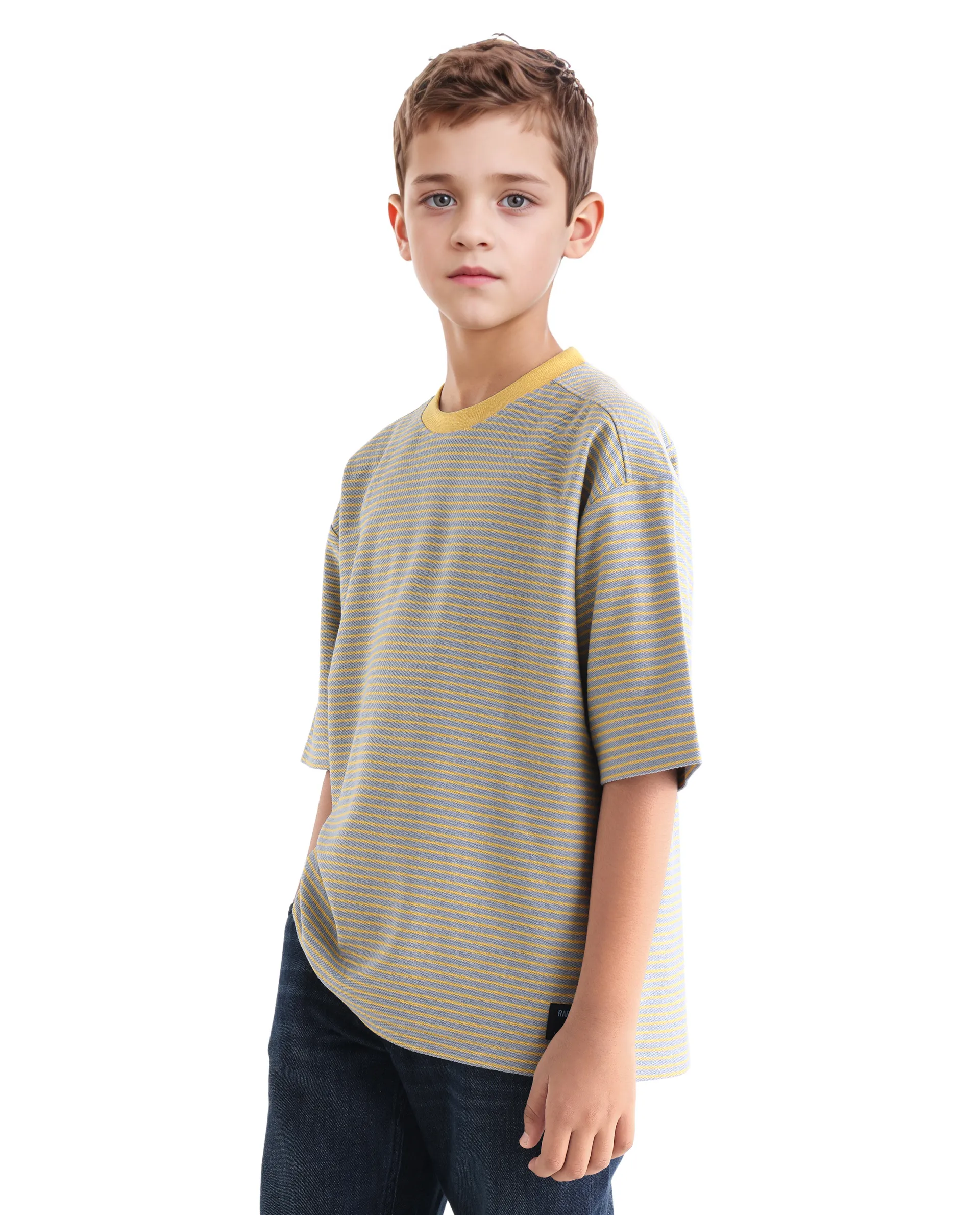 Rare Ones Kids Malco Grey Polyester Blend Pull On Striped Oversized T-Shirt - Image 7