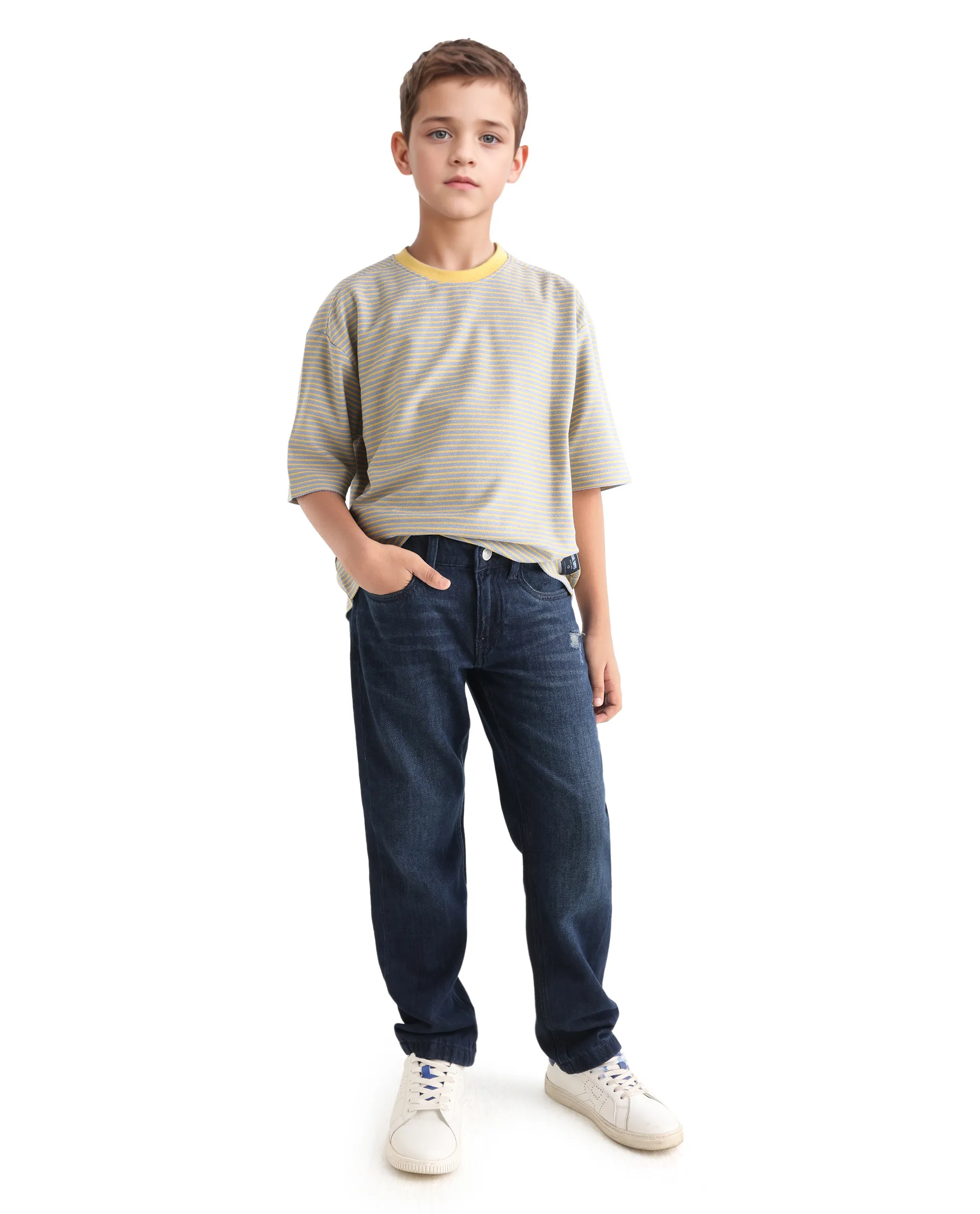 Rare Ones Kids Malco Grey Polyester Blend Pull On Striped Oversized T-Shirt - Image 8