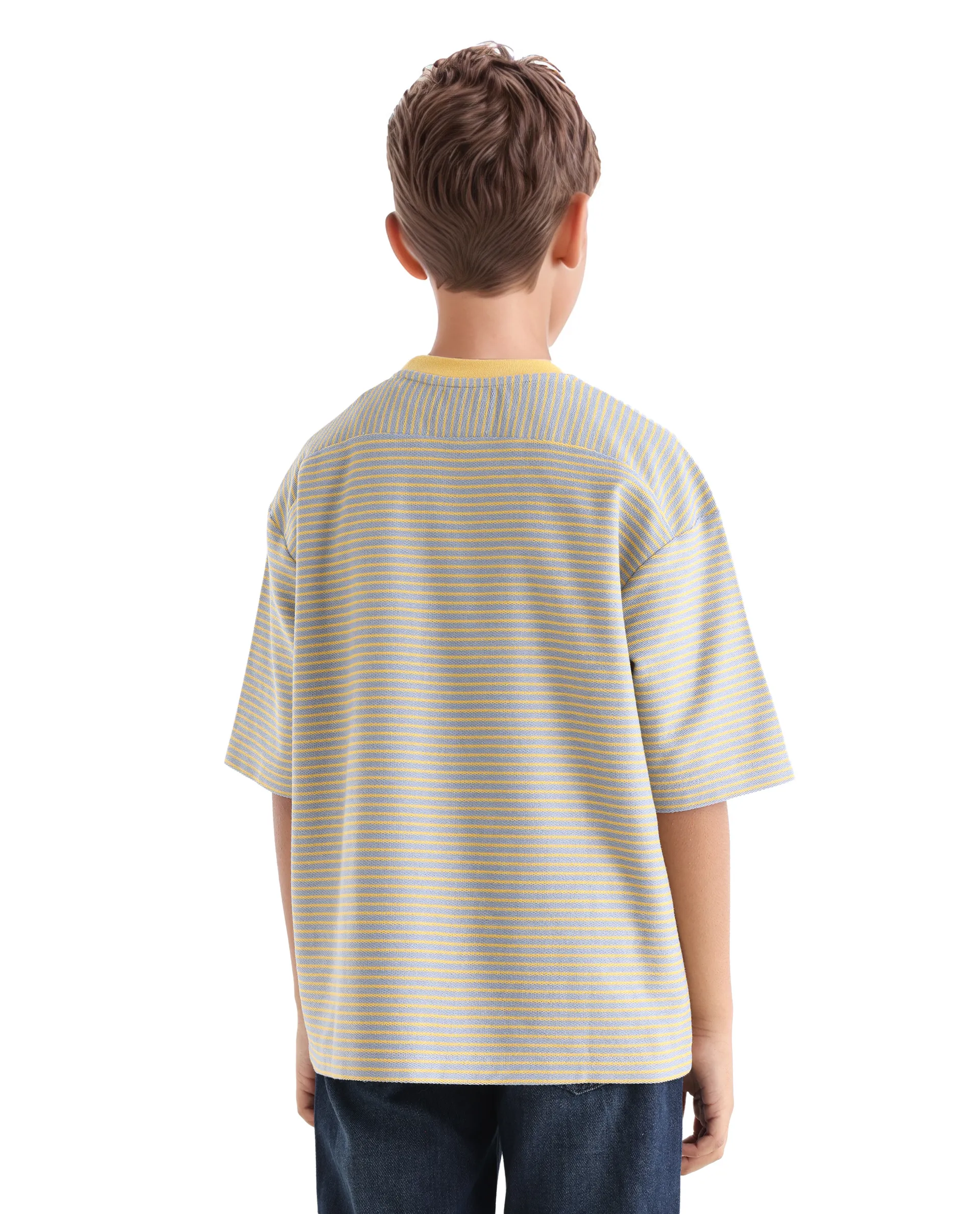 Rare Ones Kids Malco Grey Polyester Blend Pull On Striped Oversized T-Shirt - Image 9