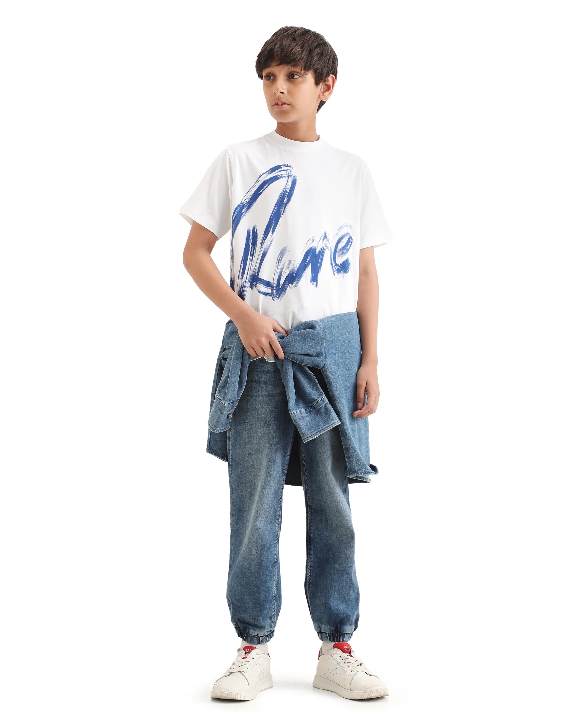Rare Ones Kids Moro-K White Cotton Blend Fabric Pull-On Closure Pigment Print Regular Fit T-Shirt - Image 3