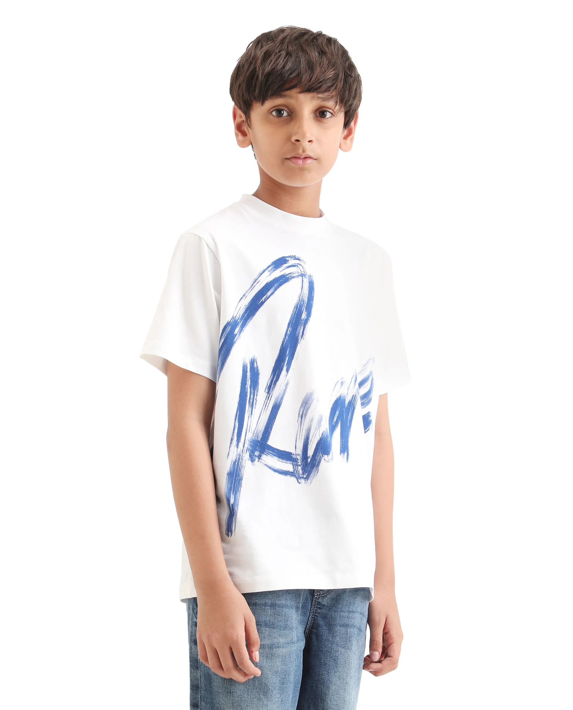 Rare Ones Kids Moro-K White Cotton Blend Fabric Pull-On Closure Pigment Print Regular Fit T-Shirt - Image 6