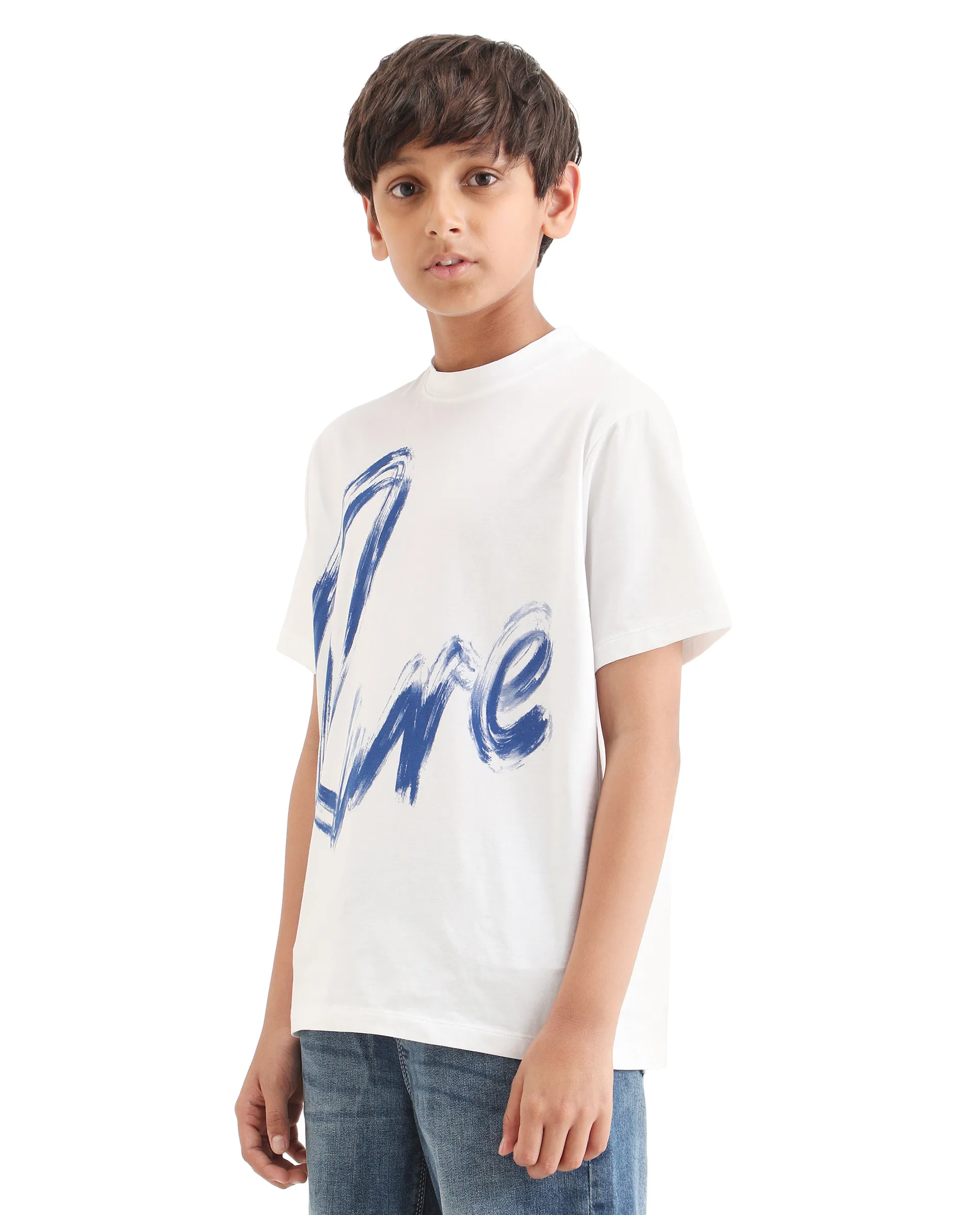 Rare Ones Kids Moro-K White Cotton Blend Fabric Pull-On Closure Pigment Print Regular Fit T-Shirt - Image 7