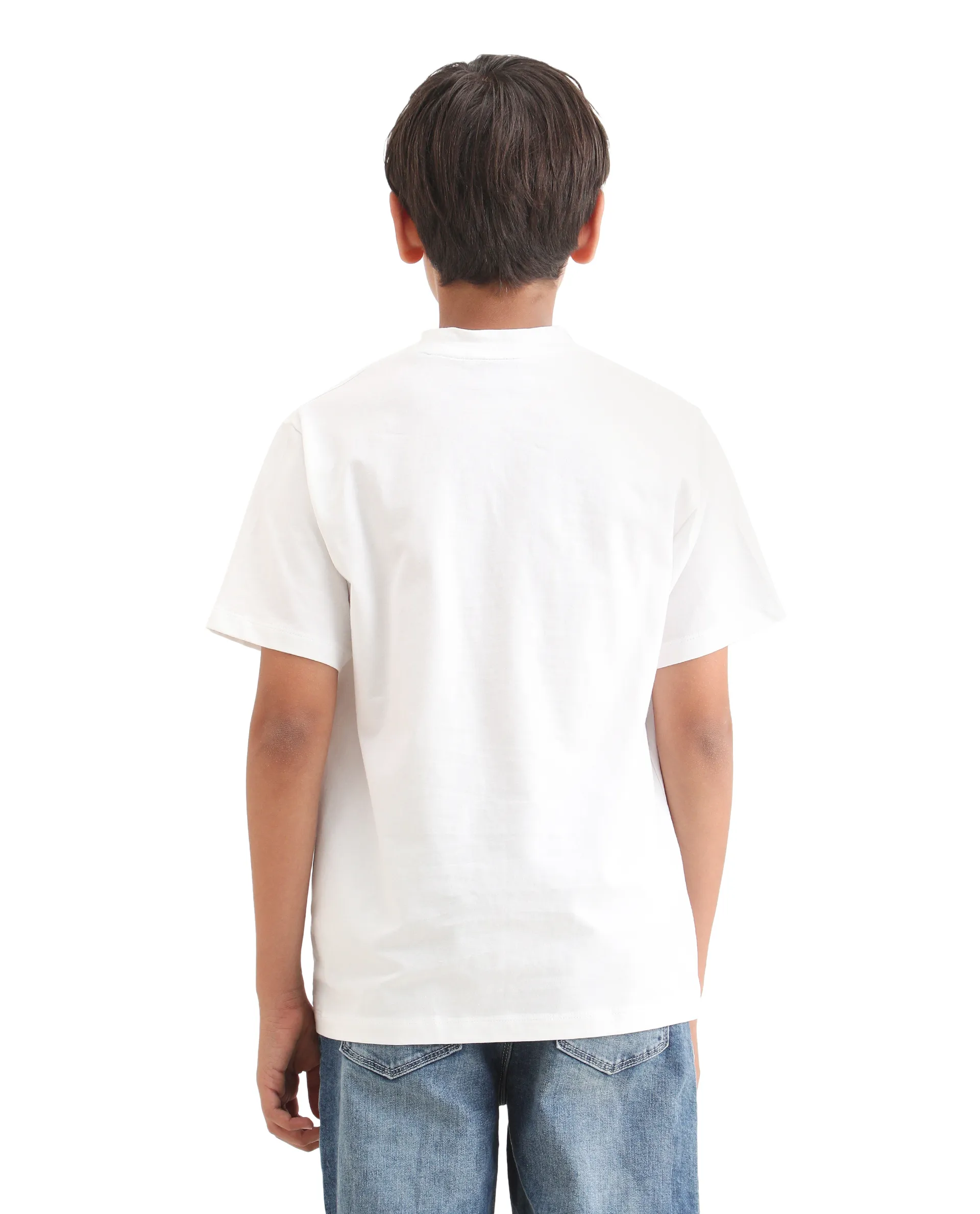 Rare Ones Kids Moro-K White Cotton Blend Fabric Pull-On Closure Pigment Print Regular Fit T-Shirt - Image 8