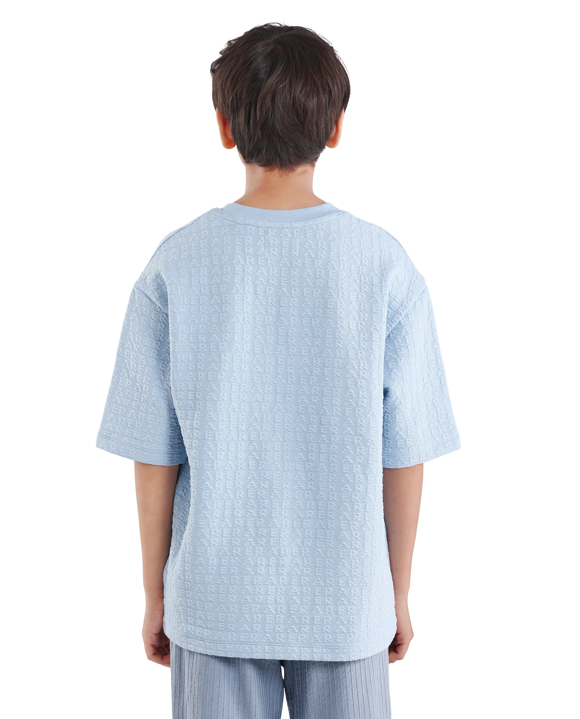 Rare Ones Kids Myrok Blue Polyester Blend Pull-On Closure Jacquard Oversized Fit T-Shirt - Image 7