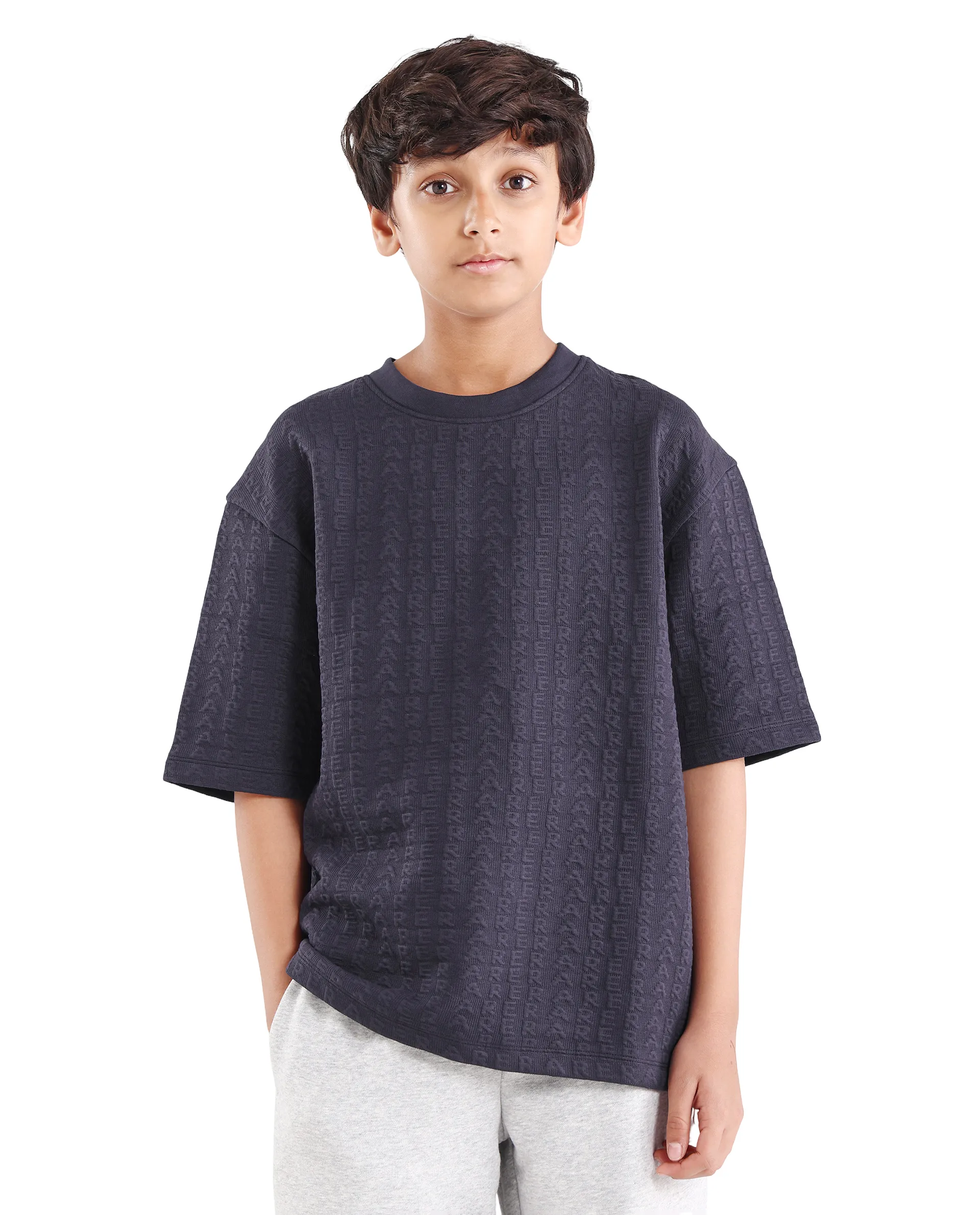 Rare Ones Kids Myrok Purple Polyester Blend Pull-On Closure Jacquard Oversized Fit T-Shirt - Image 3