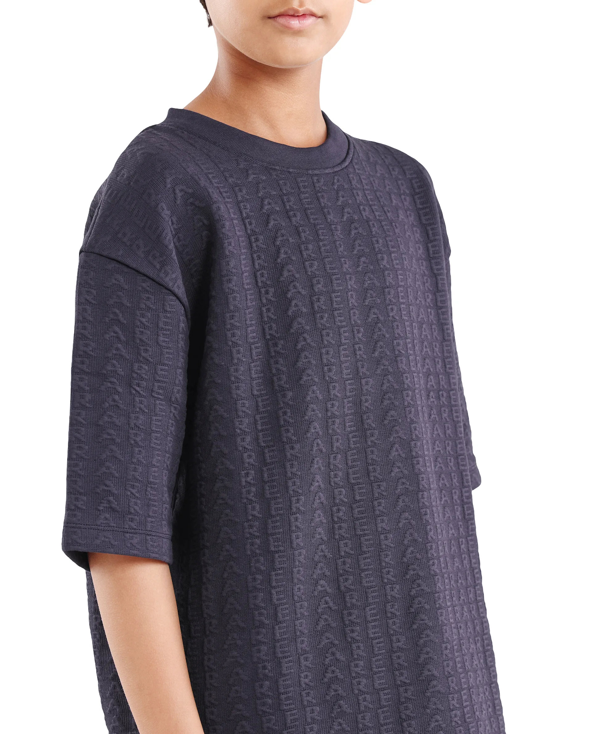 Rare Ones Kids Myrok Purple Polyester Blend Pull-On Closure Jacquard Oversized Fit T-Shirt - Image 4