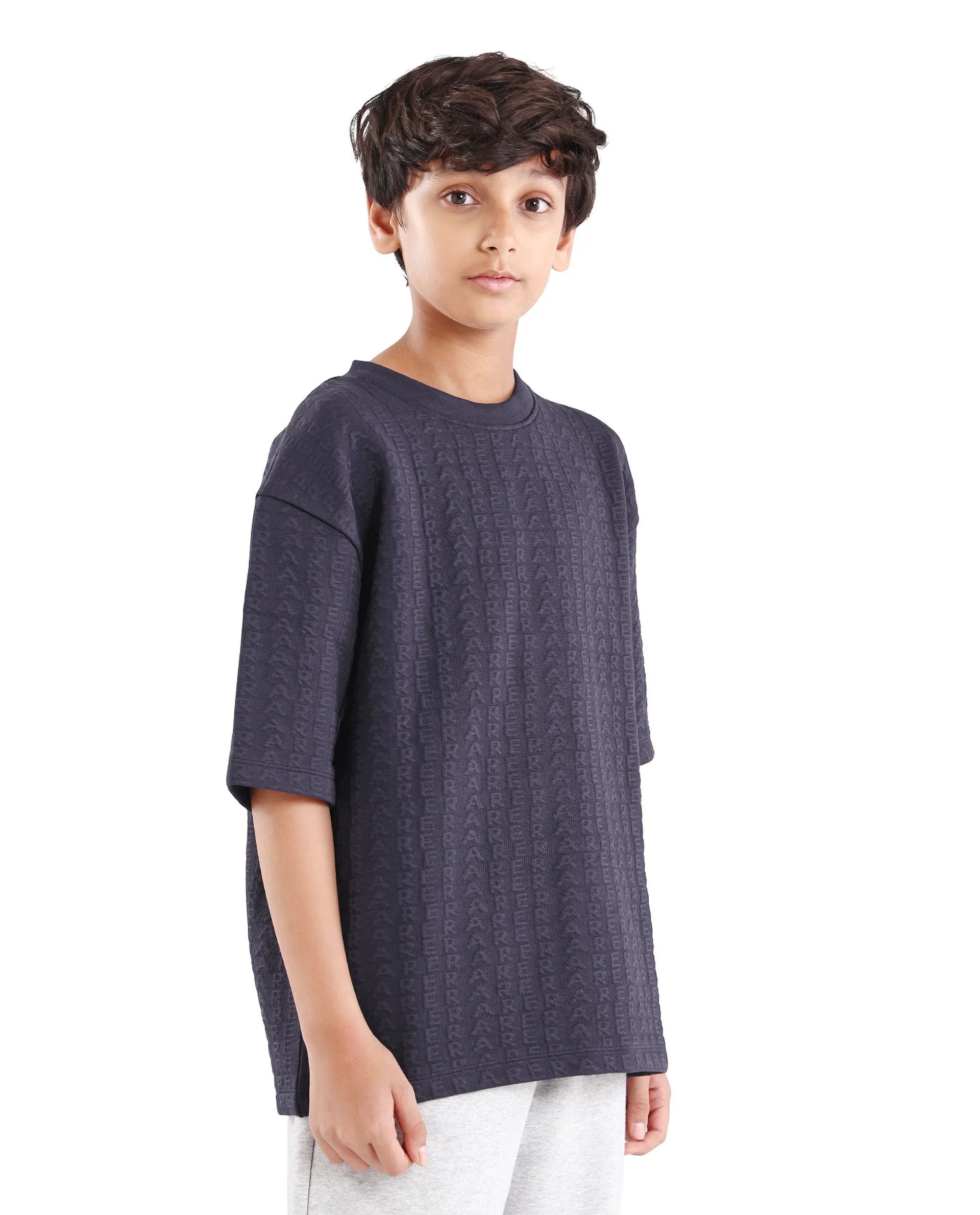 Rare Ones Kids Myrok Purple Polyester Blend Pull-On Closure Jacquard Oversized Fit T-Shirt - Image 6