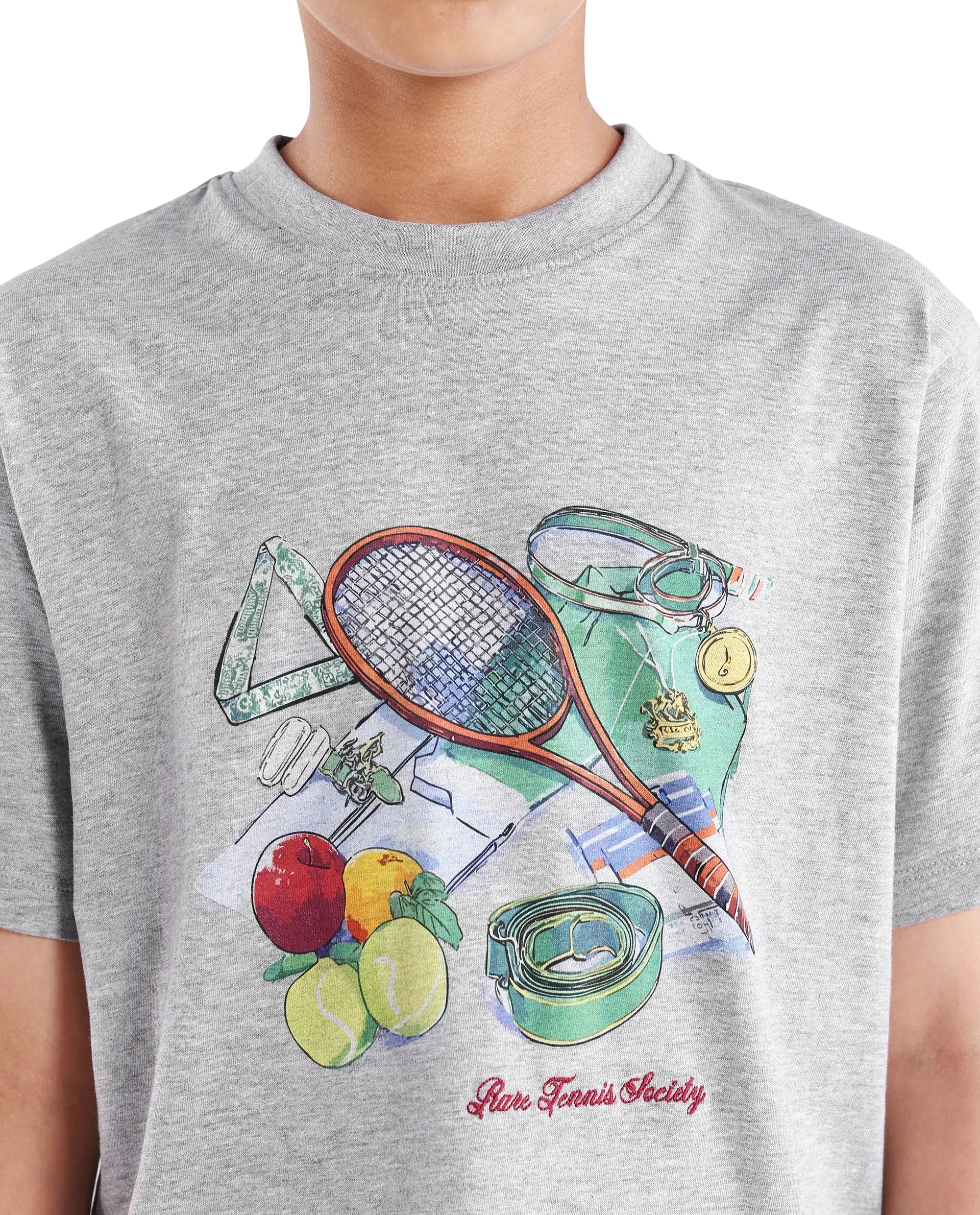 Rare Ones Kids Nadal Melange Grey Cotton Blend Pull-On Closure Digital Print Regular Fit T-Shirt - Image 4