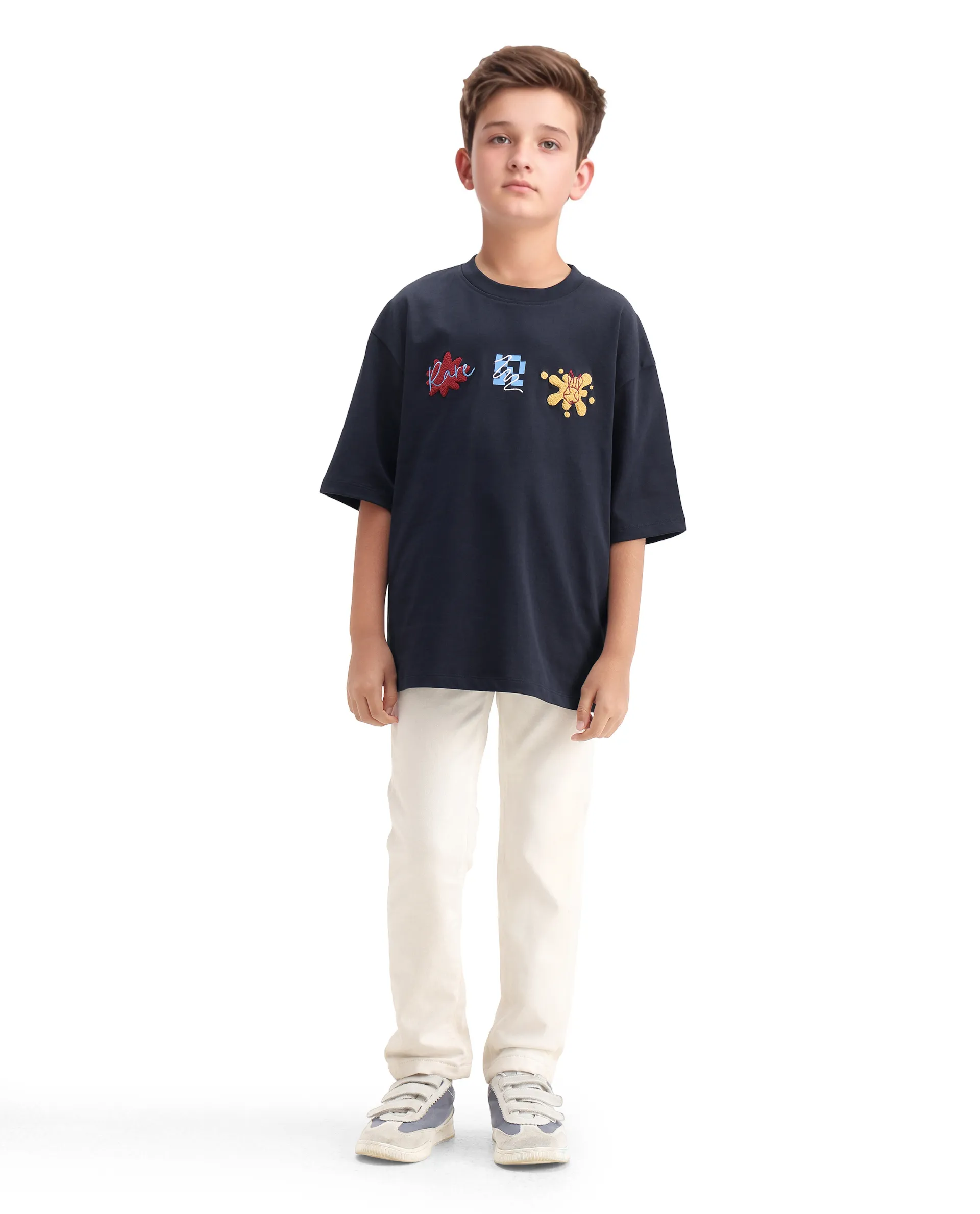 Rare Ones Kids Nars Navy Cotton Embroidered Oversized T-Shirt - Image 2