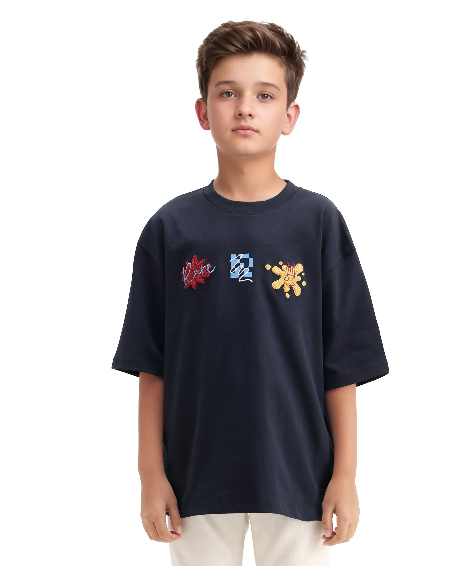 Rare Ones Kids Nars Navy Cotton Embroidered Oversized T-Shirt - Image 3