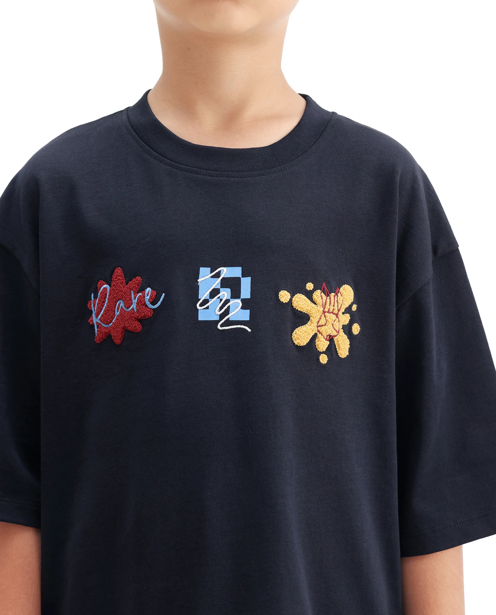 Rare Ones Kids Nars Navy Cotton Embroidered Oversized T-Shirt - Image 4