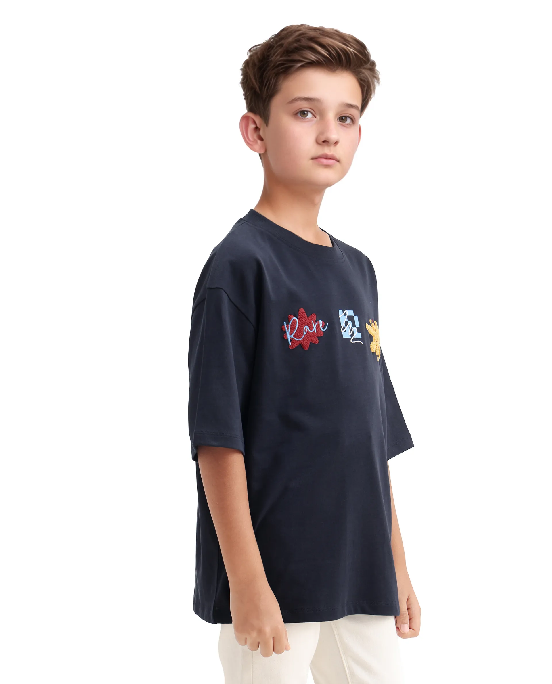 Rare Ones Kids Nars Navy Cotton Embroidered Oversized T-Shirt - Image 6
