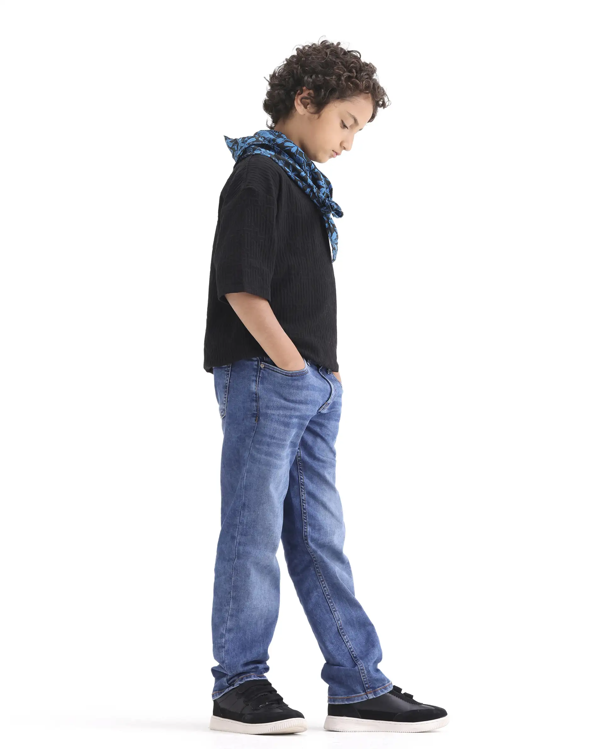 Rare Ones Kids Nikos Black Polyester Blend Pull-On Closure Jacquard Regular Fit T-Shirt - Image 2