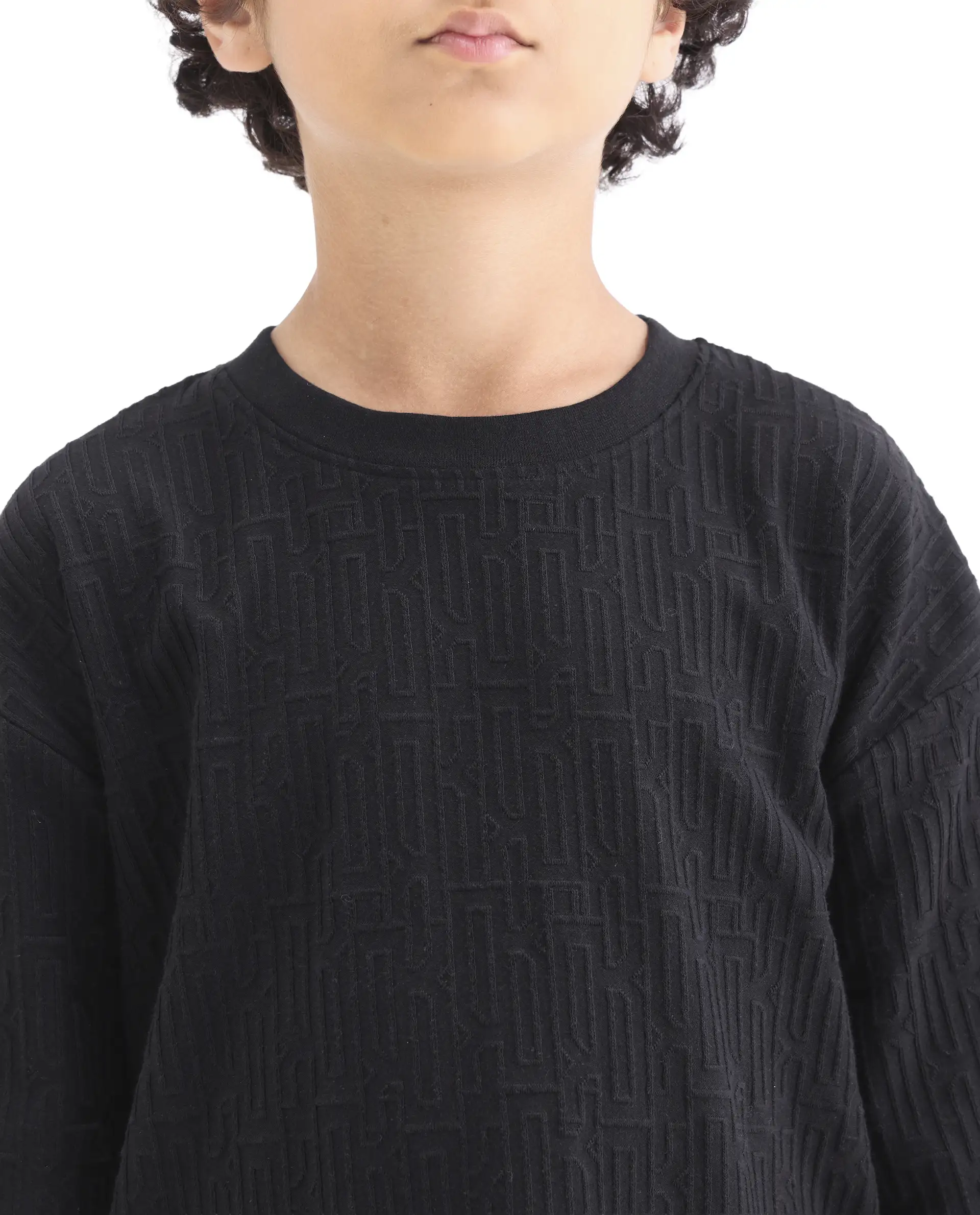 Rare Ones Kids Nikos Black Polyester Blend Pull-On Closure Jacquard Regular Fit T-Shirt - Image 3