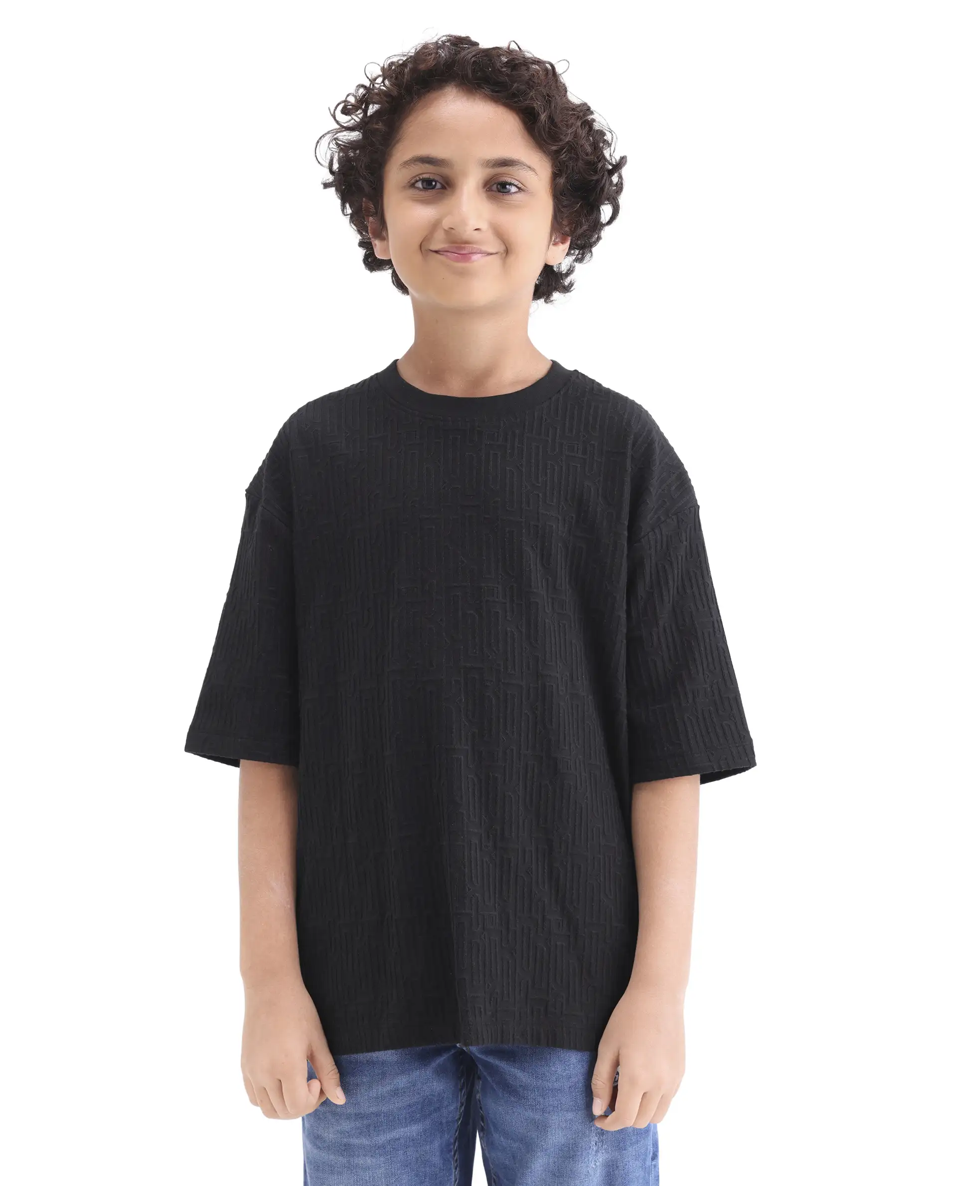 Rare Ones Kids Nikos Black Polyester Blend Pull-On Closure Jacquard Regular Fit T-Shirt - Image 4