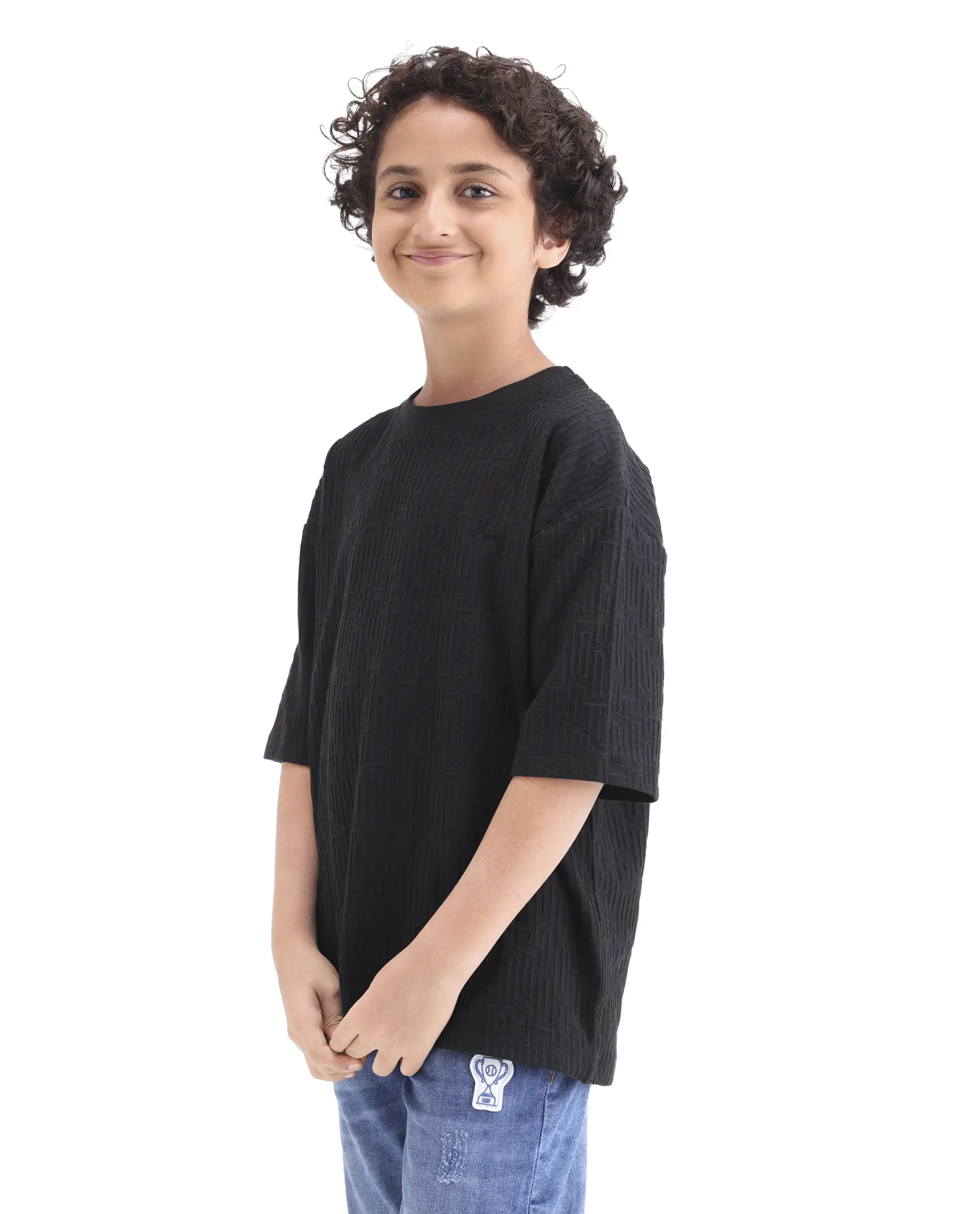 Rare Ones Kids Nikos Black Polyester Blend Pull-On Closure Jacquard Regular Fit T-Shirt - Image 5