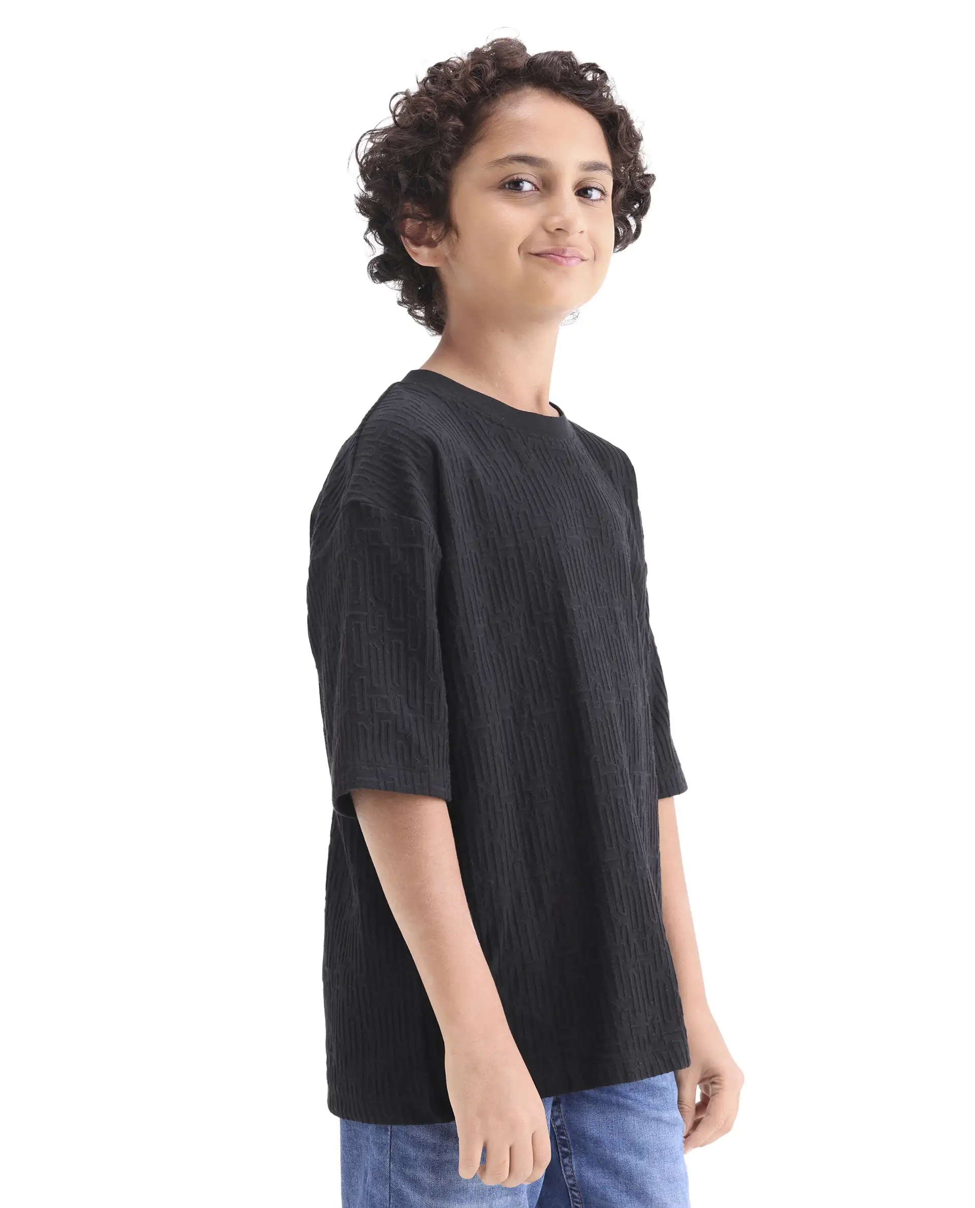 Rare Ones Kids Nikos Black Polyester Blend Pull-On Closure Jacquard Regular Fit T-Shirt - Image 6