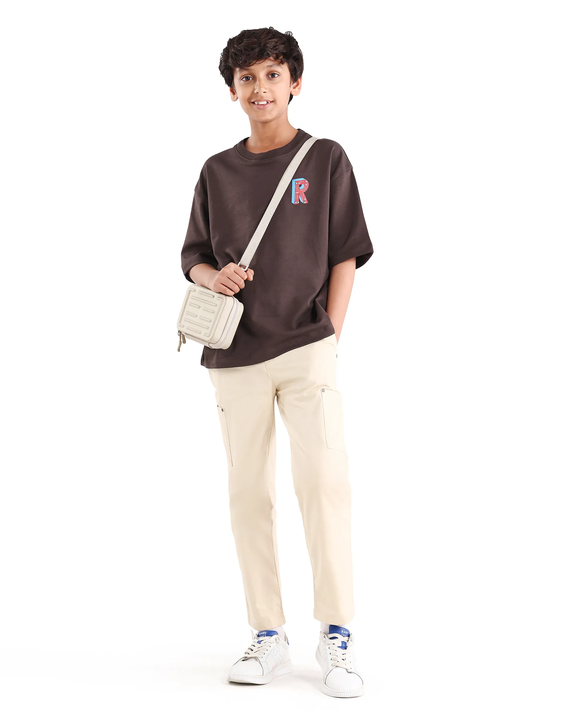 Rare Ones Kids Odin Dark Brown Cotton Pull-On Closure Puff Print Boxy Fit T-Shirt - Image 2