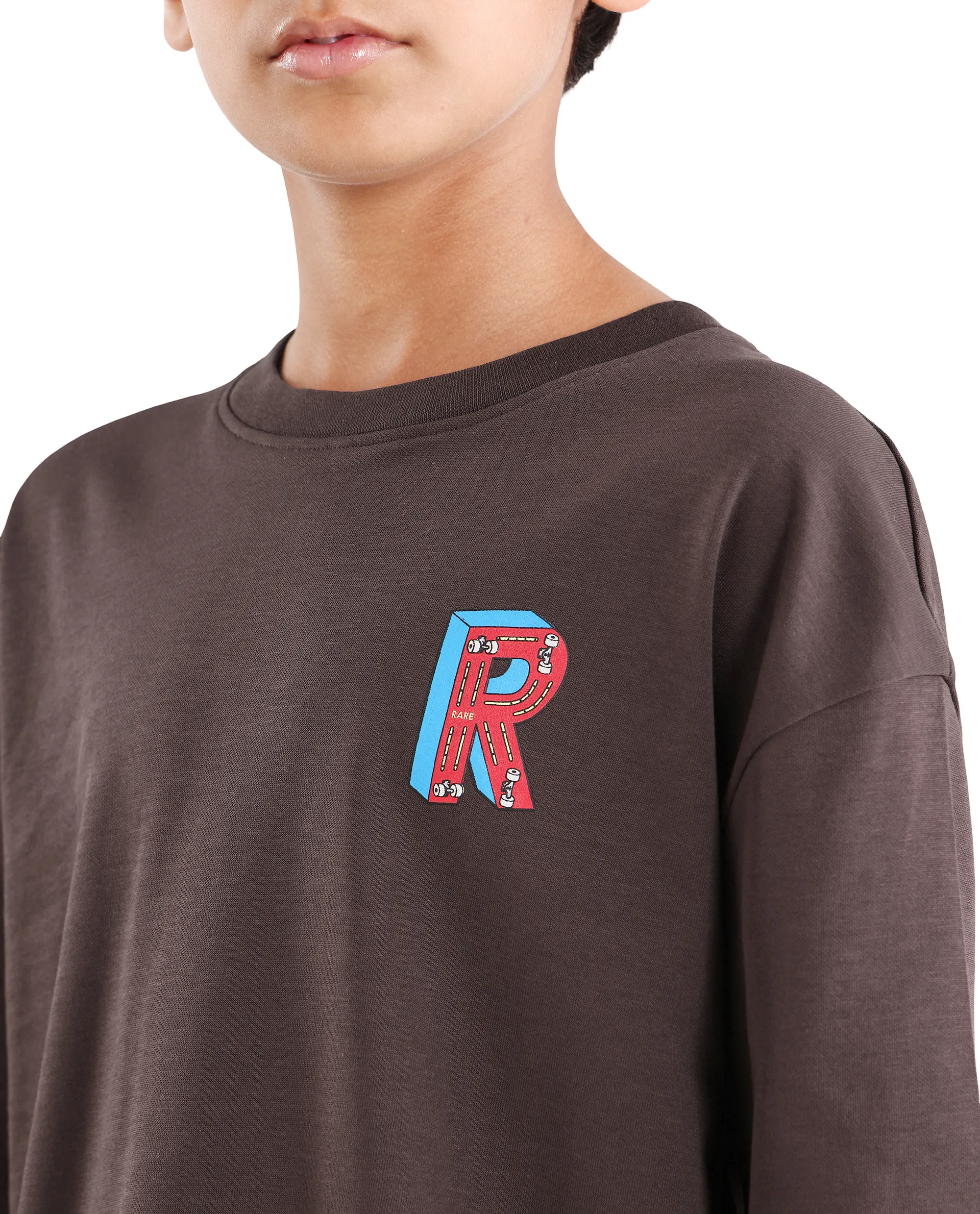Rare Ones Kids Odin Dark Brown Cotton Pull-On Closure Puff Print Boxy Fit T-Shirt - Image 4