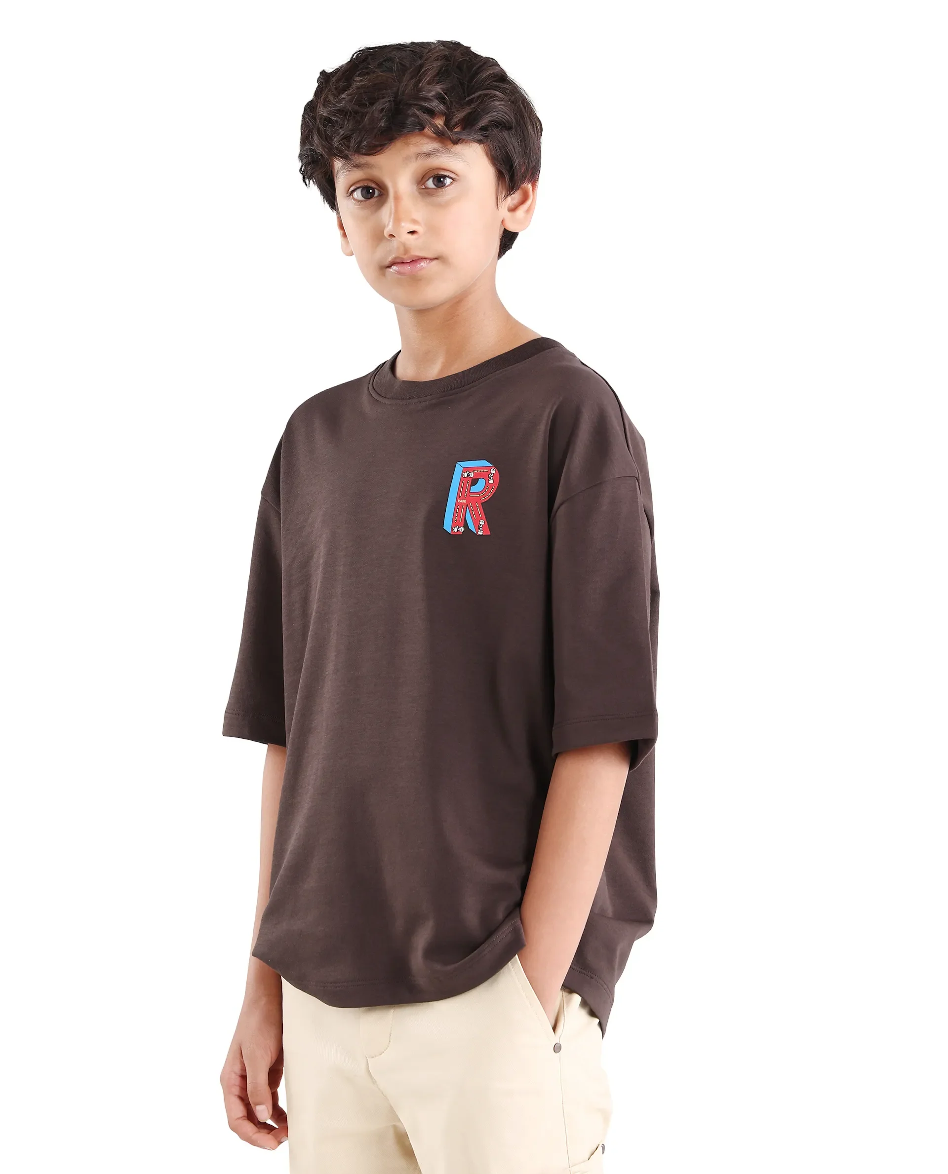 Rare Ones Kids Odin Dark Brown Cotton Pull-On Closure Puff Print Boxy Fit T-Shirt - Image 5