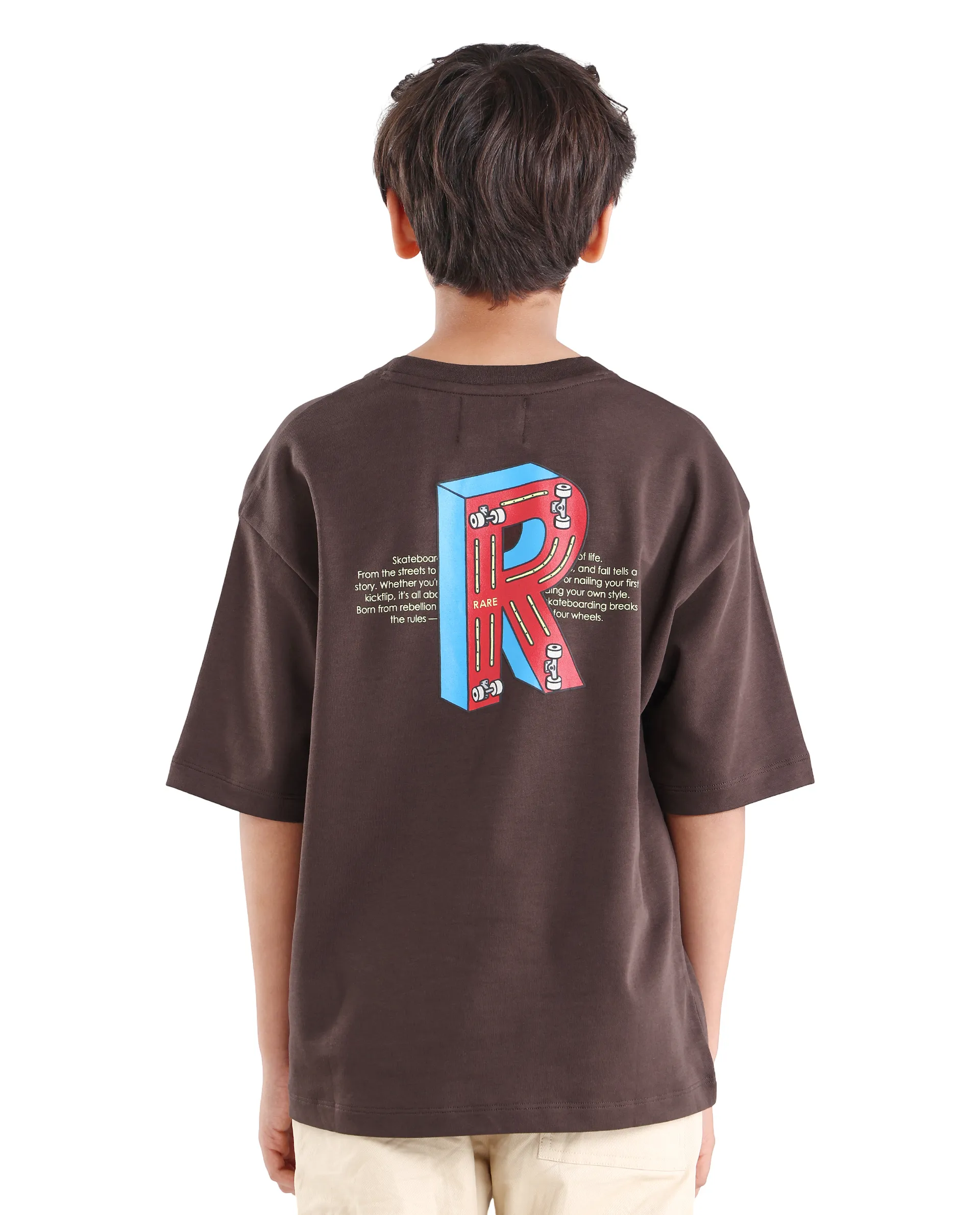Rare Ones Kids Odin Dark Brown Cotton Pull-On Closure Puff Print Boxy Fit T-Shirt - Image 7