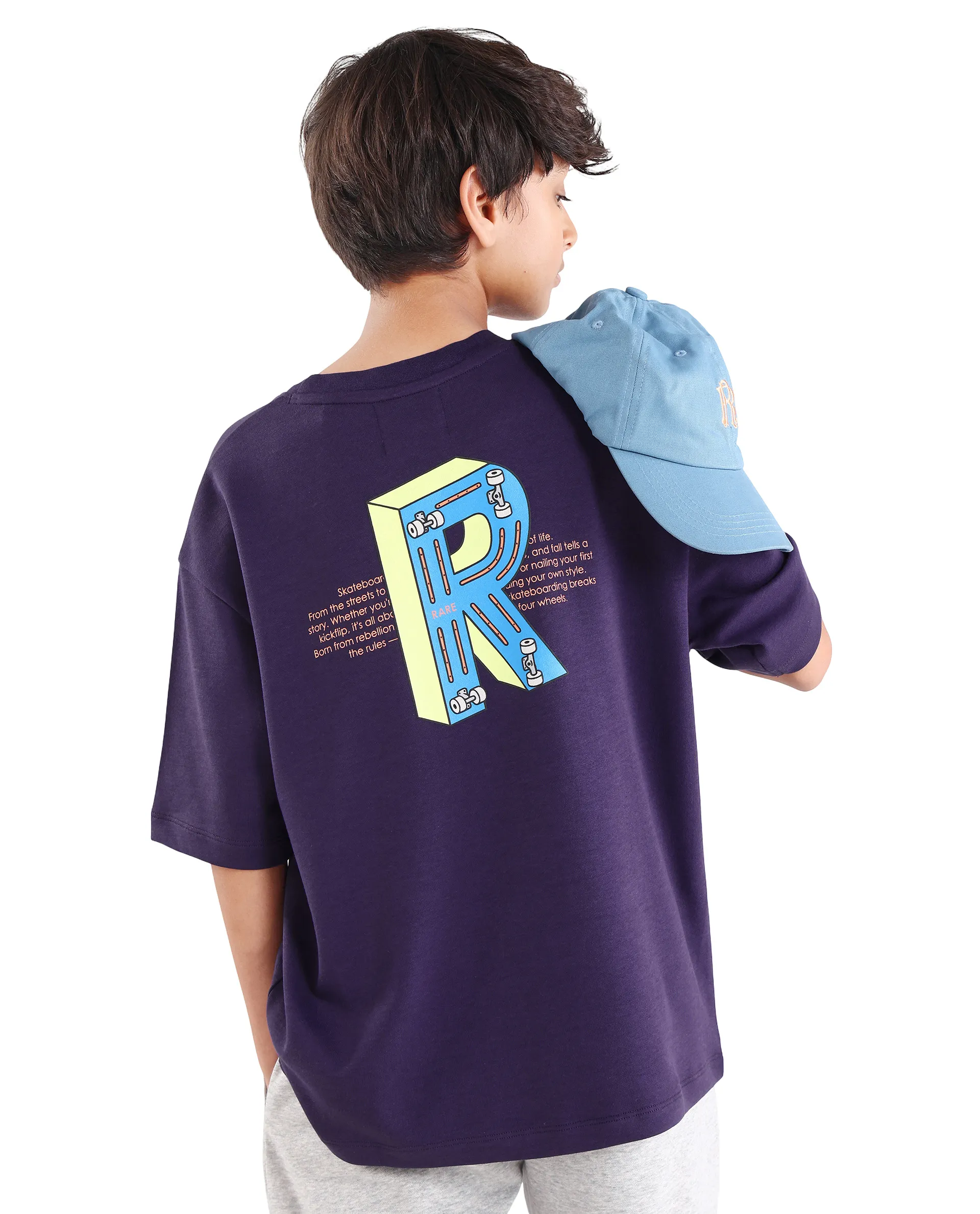 Rare Ones Kids Odin Purple Cotton Pull-On Closure Puff Print Boxy Fit T-Shirt