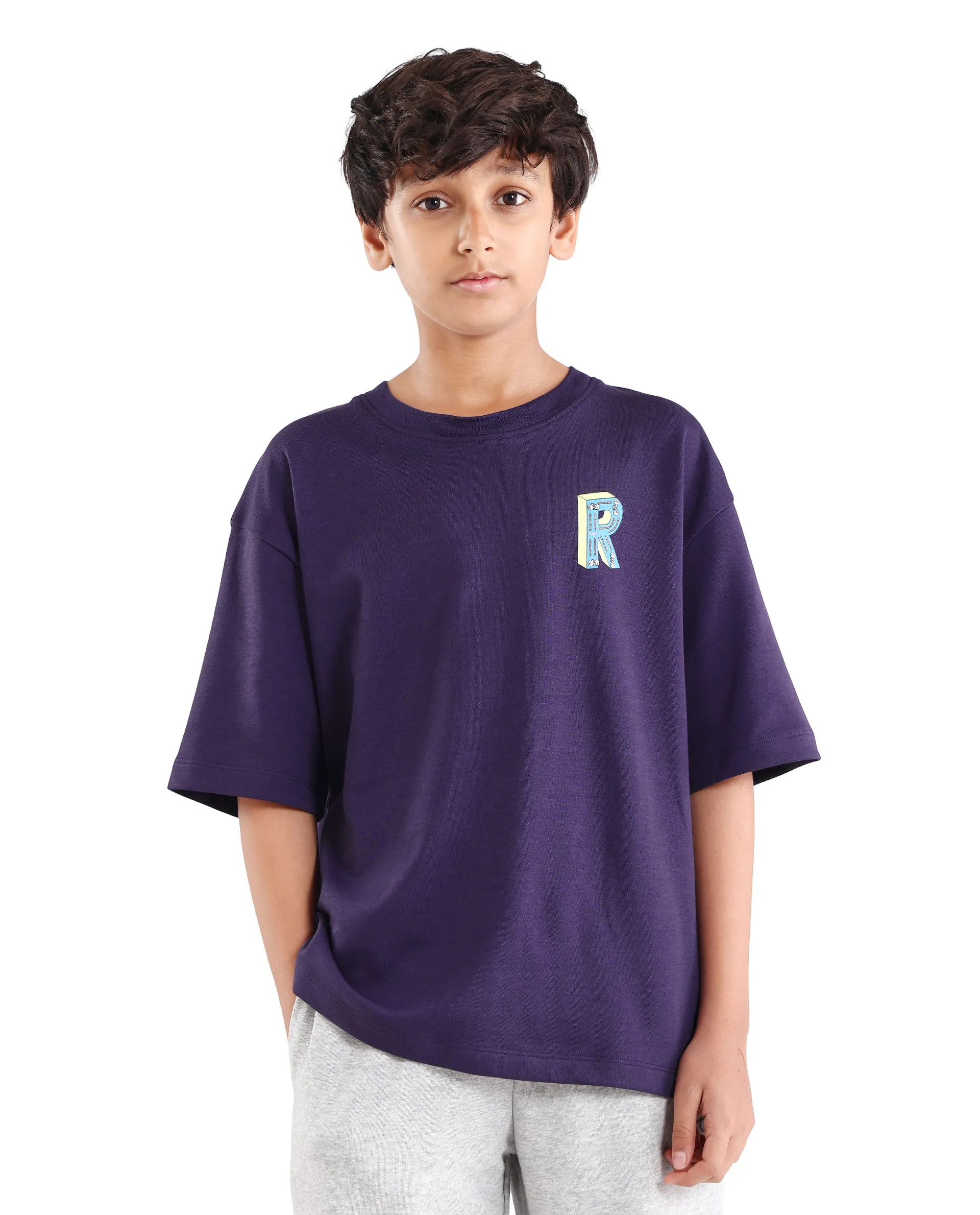 Rare Ones Kids Odin Purple Cotton Pull-On Closure Puff Print Boxy Fit T-Shirt - Image 3