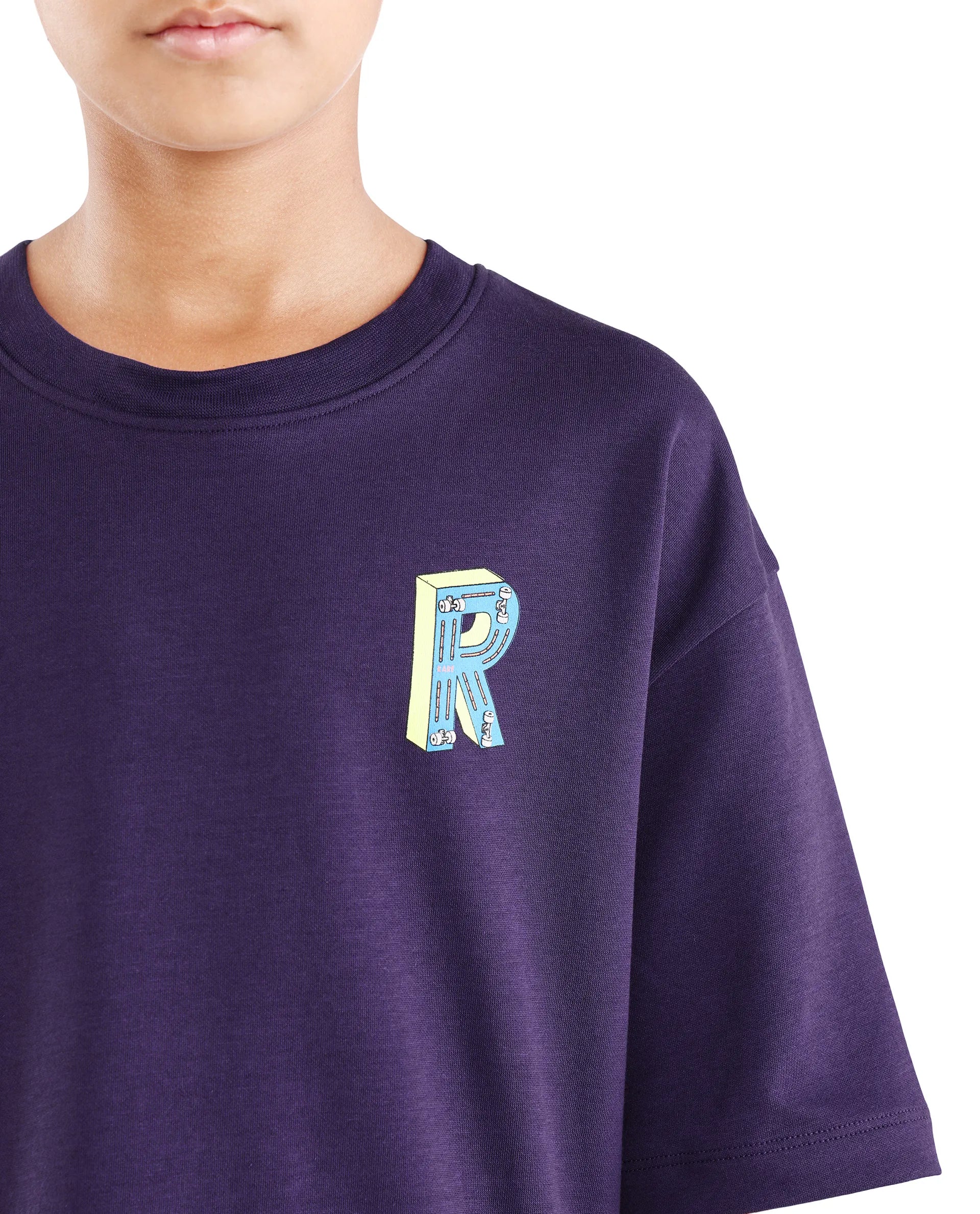 Rare Ones Kids Odin Purple Cotton Pull-On Closure Puff Print Boxy Fit T-Shirt - Image 4