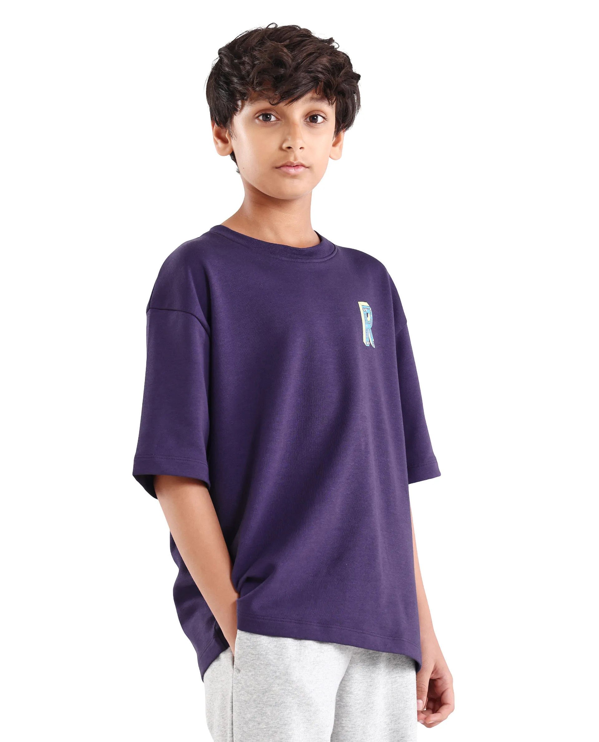 Rare Ones Kids Odin Purple Cotton Pull-On Closure Puff Print Boxy Fit T-Shirt - Image 6