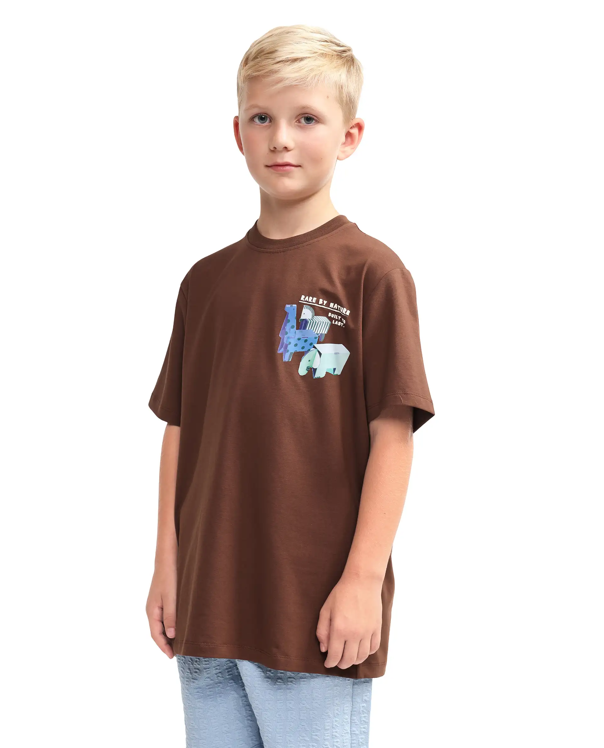 Rare Ones Kids Oleg Brown Cotton Blend Pull-On Closure Puff Print Regular Fit T-Shirt - Image 6