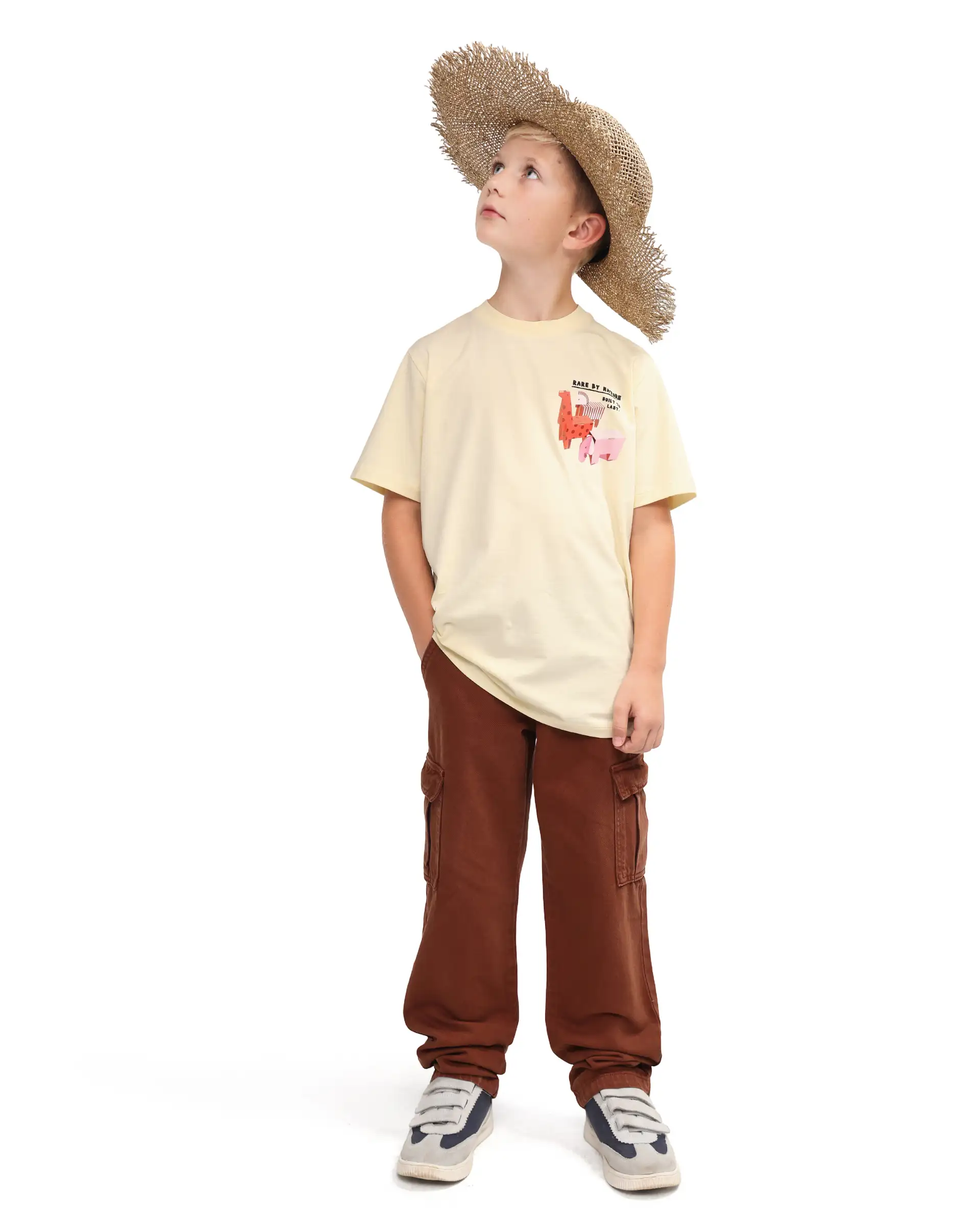 Rare Ones Kids Oleg Pastel Yellow Cotton Blend Pull-On Closure Puff Print Regular Fit T-Shirt - Image 2