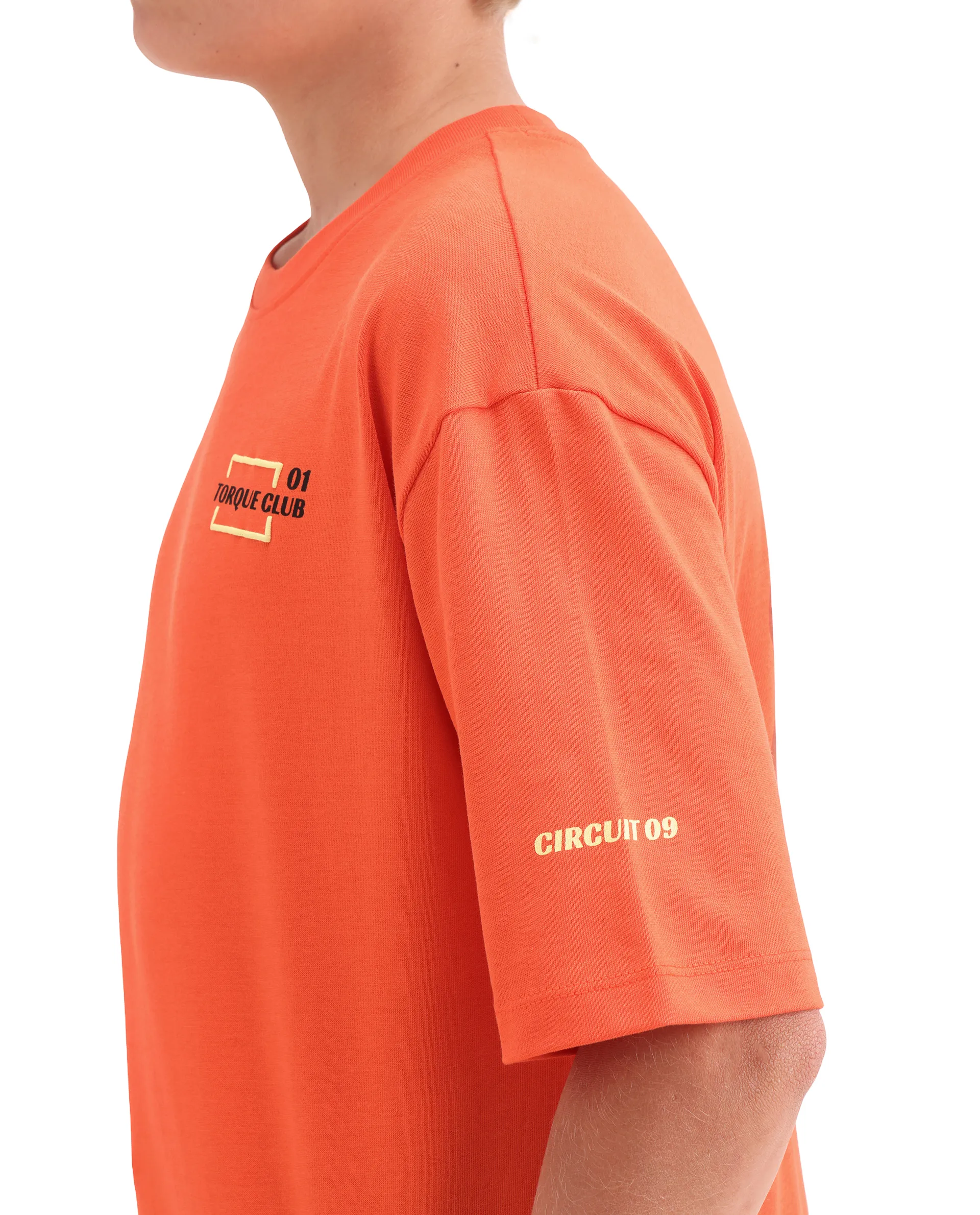 Rare Ones Kids Pite Orange Cotton Pull-On Closure Puff Print Oversized Fit T-Shirt - Image 4