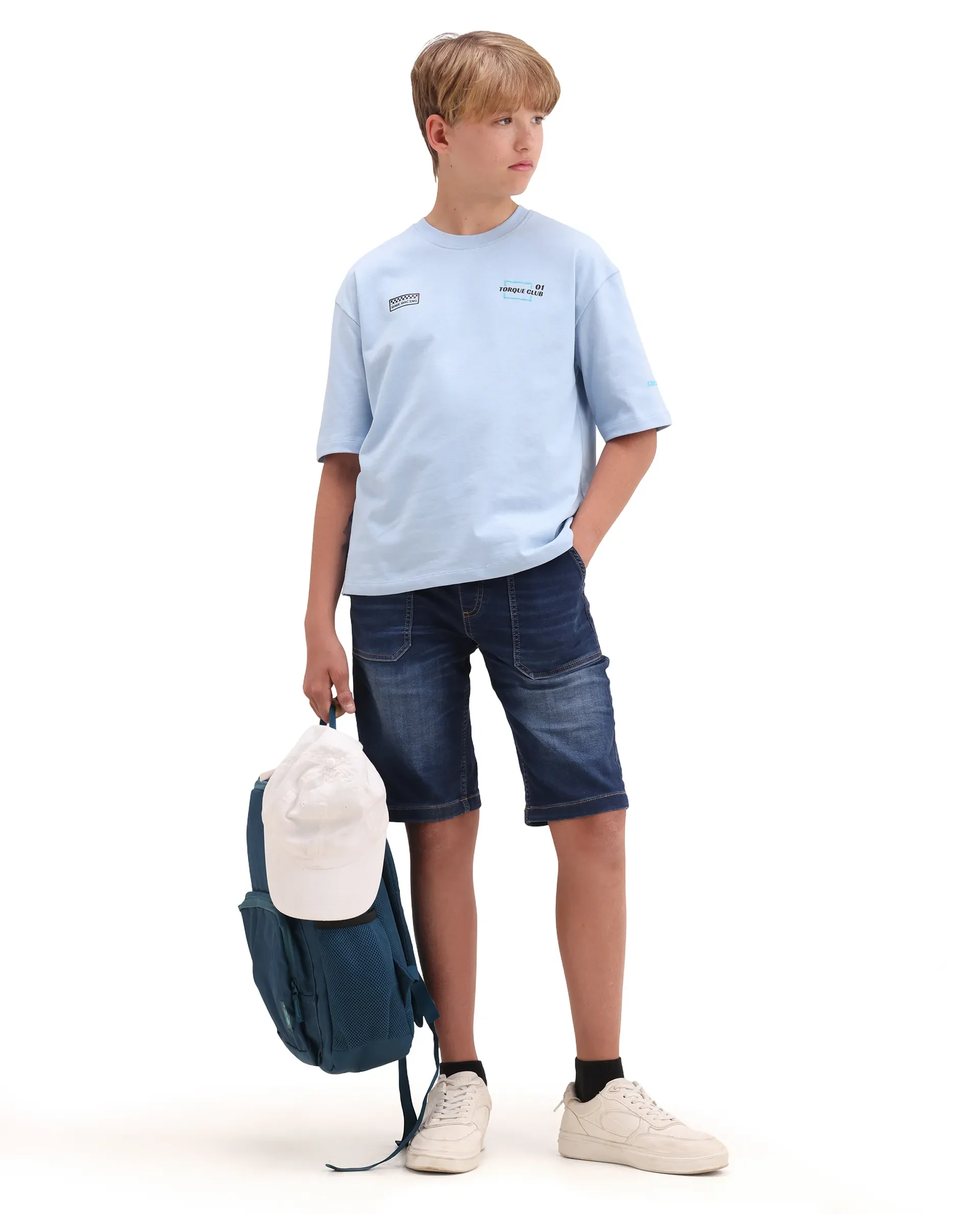 Rare Ones Kids Pite Pastel Blue Cotton Pull-On Closure Puff Print Oversized Fit T-Shirt - Image 4