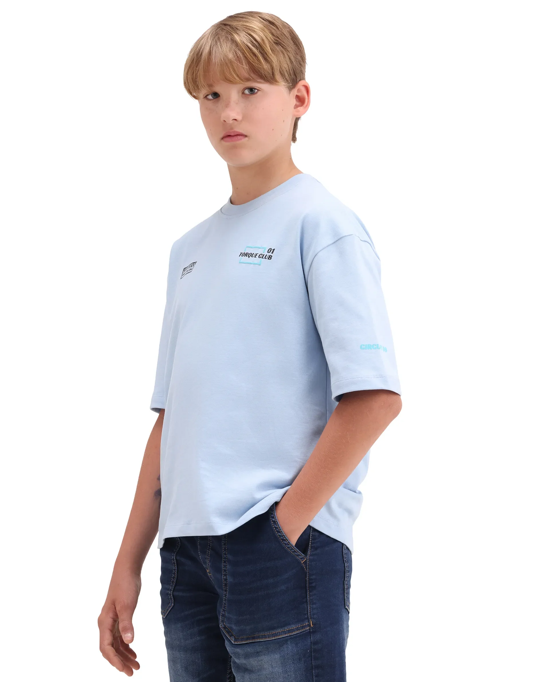 Rare Ones Kids Pite Pastel Blue Cotton Pull-On Closure Puff Print Oversized Fit T-Shirt - Image 7