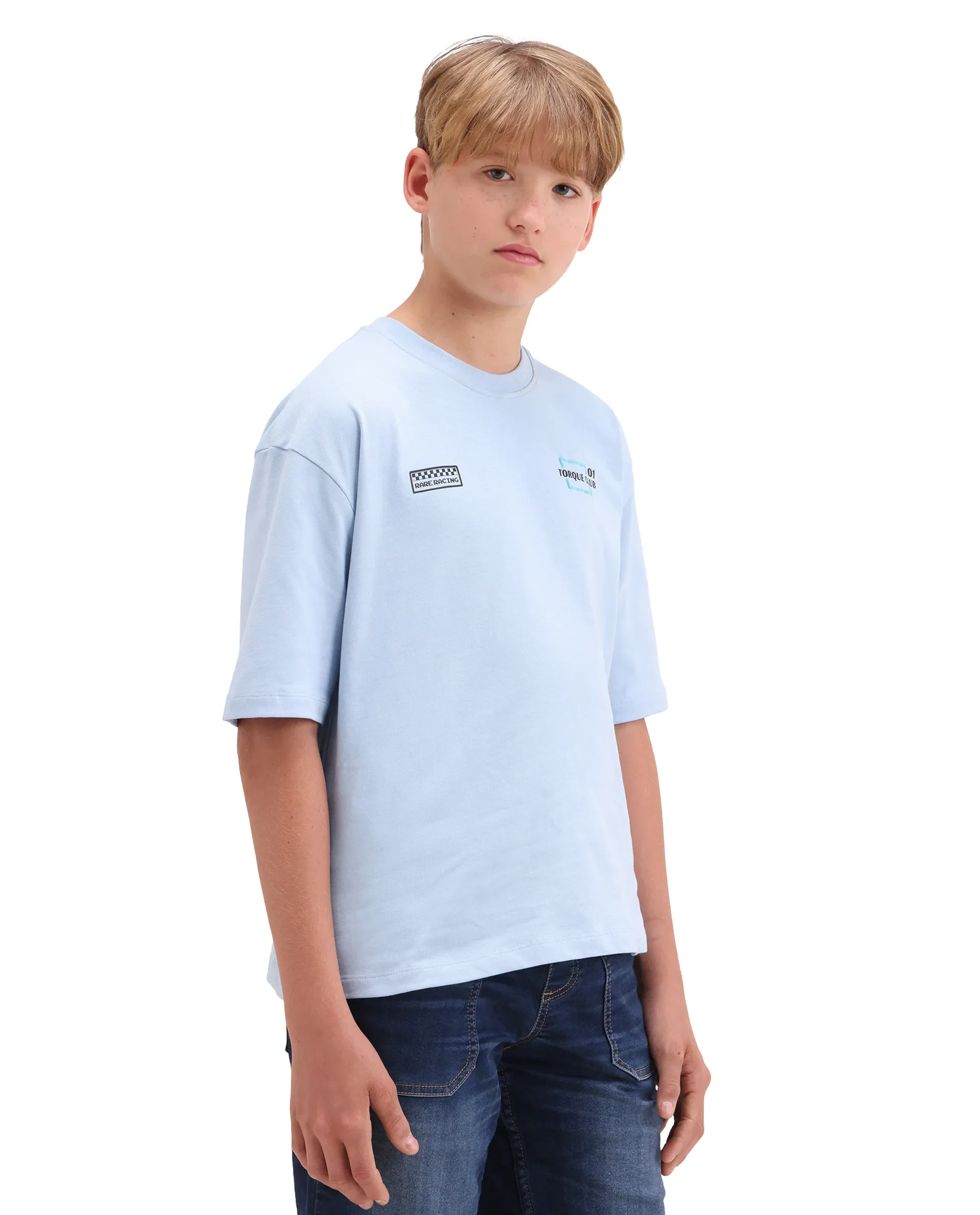 Rare Ones Kids Pite Pastel Blue Cotton Pull-On Closure Puff Print Oversized Fit T-Shirt - Image 8