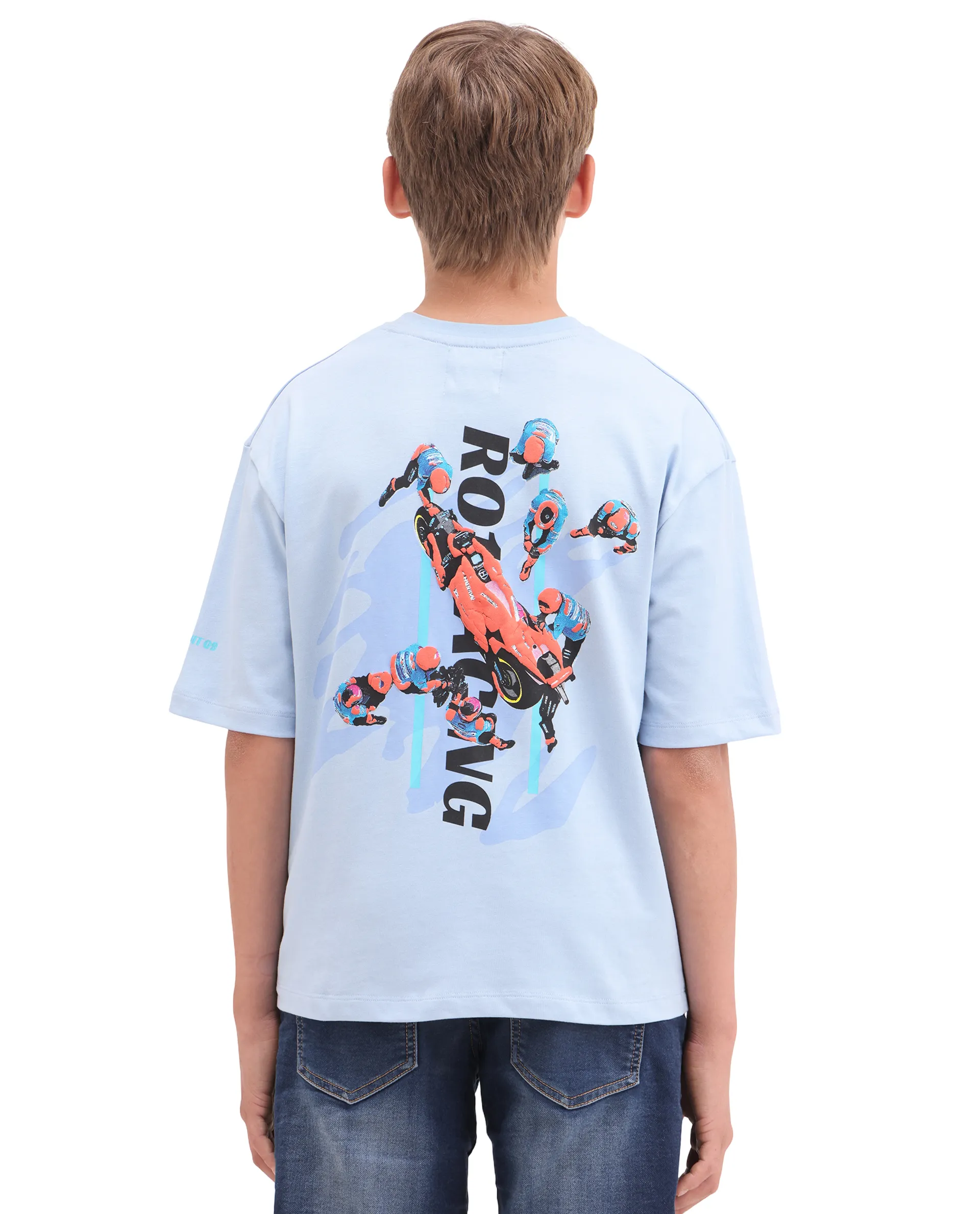 Rare Ones Kids Pite Pastel Blue Cotton Pull-On Closure Puff Print Oversized Fit T-Shirt - Image 9
