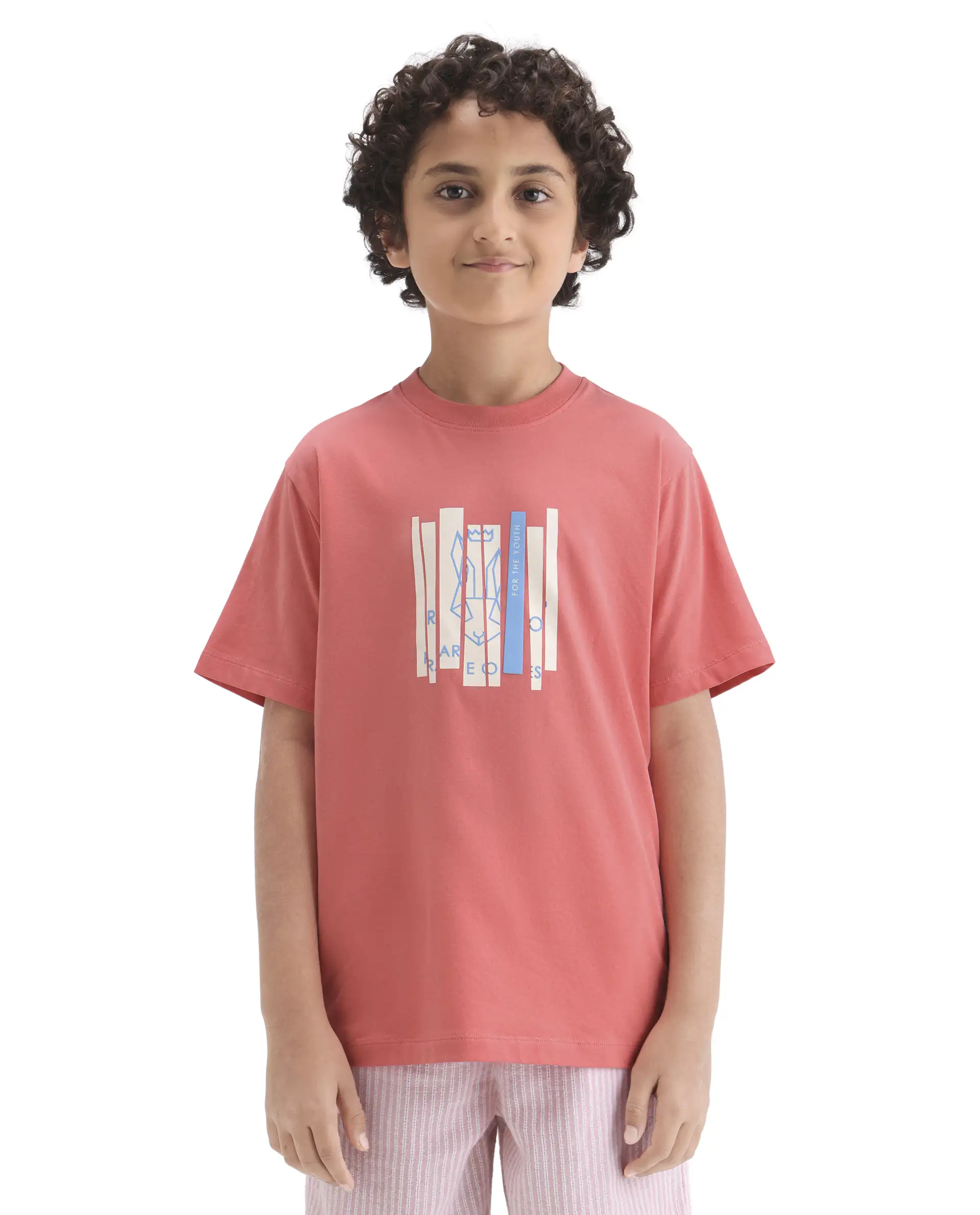 Rare Ones Kids Rafe Dark Peach Cotton Blend Pull-On Closure Hd Print Regular Fit T-Shirt - Image 4