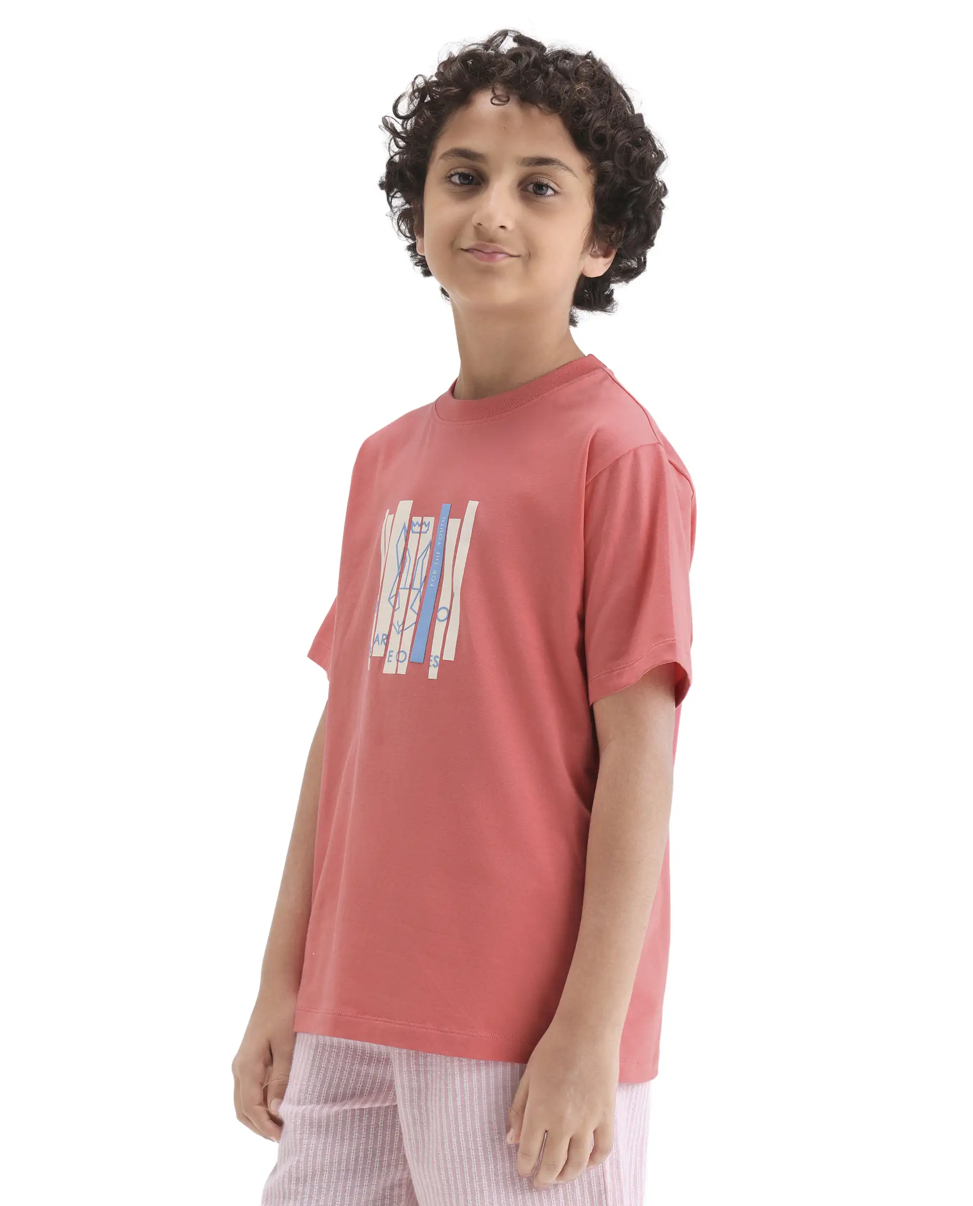 Rare Ones Kids Rafe Dark Peach Cotton Blend Pull-On Closure Hd Print Regular Fit T-Shirt - Image 5