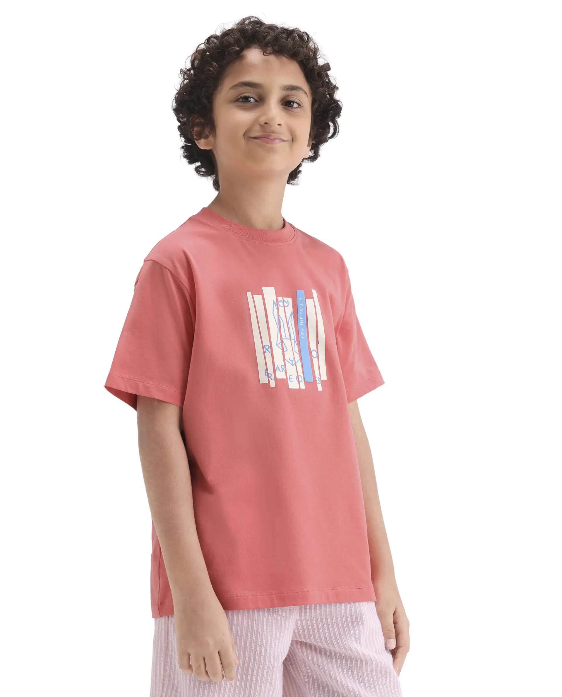 Rare Ones Kids Rafe Dark Peach Cotton Blend Pull-On Closure Hd Print Regular Fit T-Shirt - Image 6
