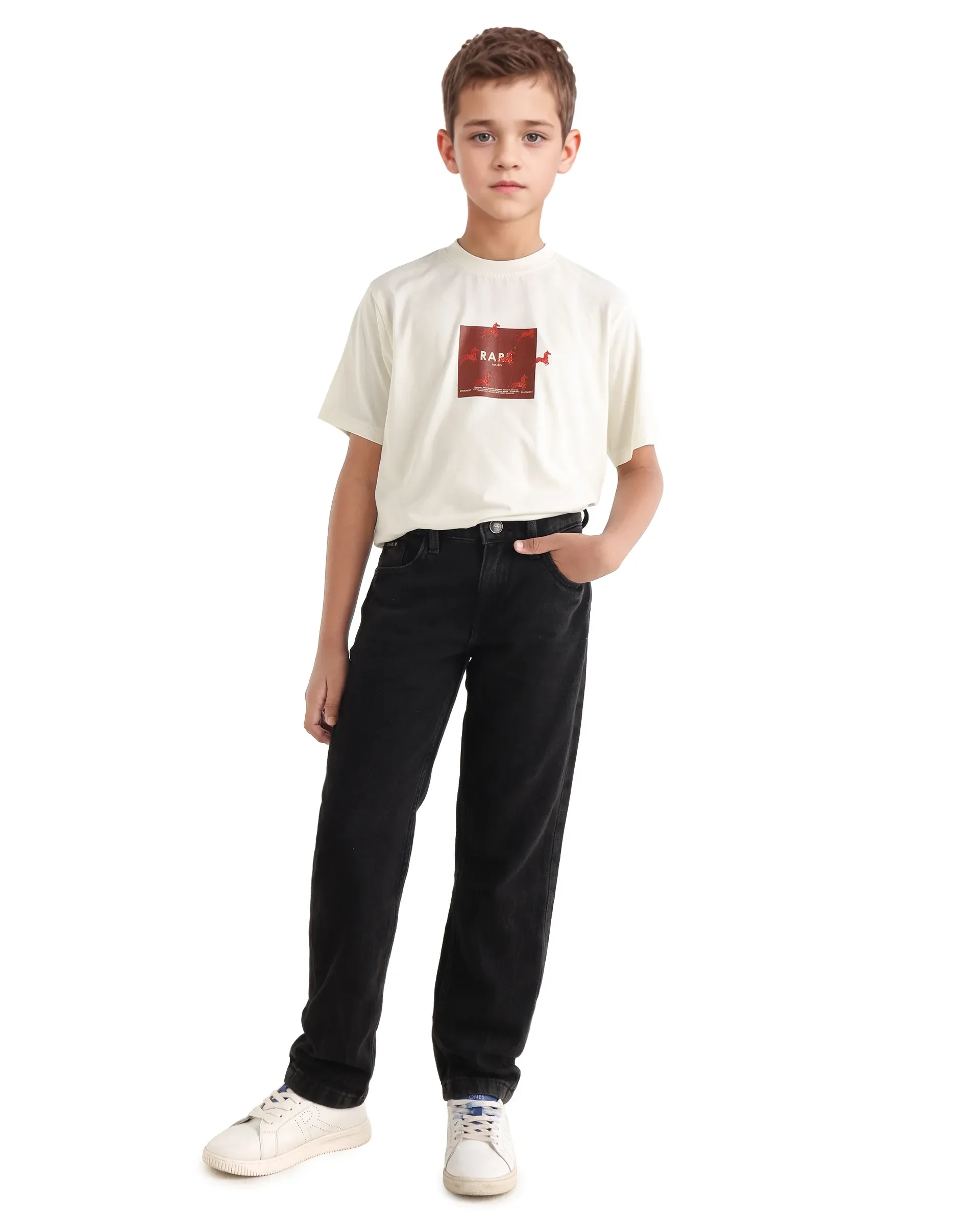 Rare Ones Kids Raze-K Off White Cotton Jelly Print Regular Fit T-Shirt - Image 2