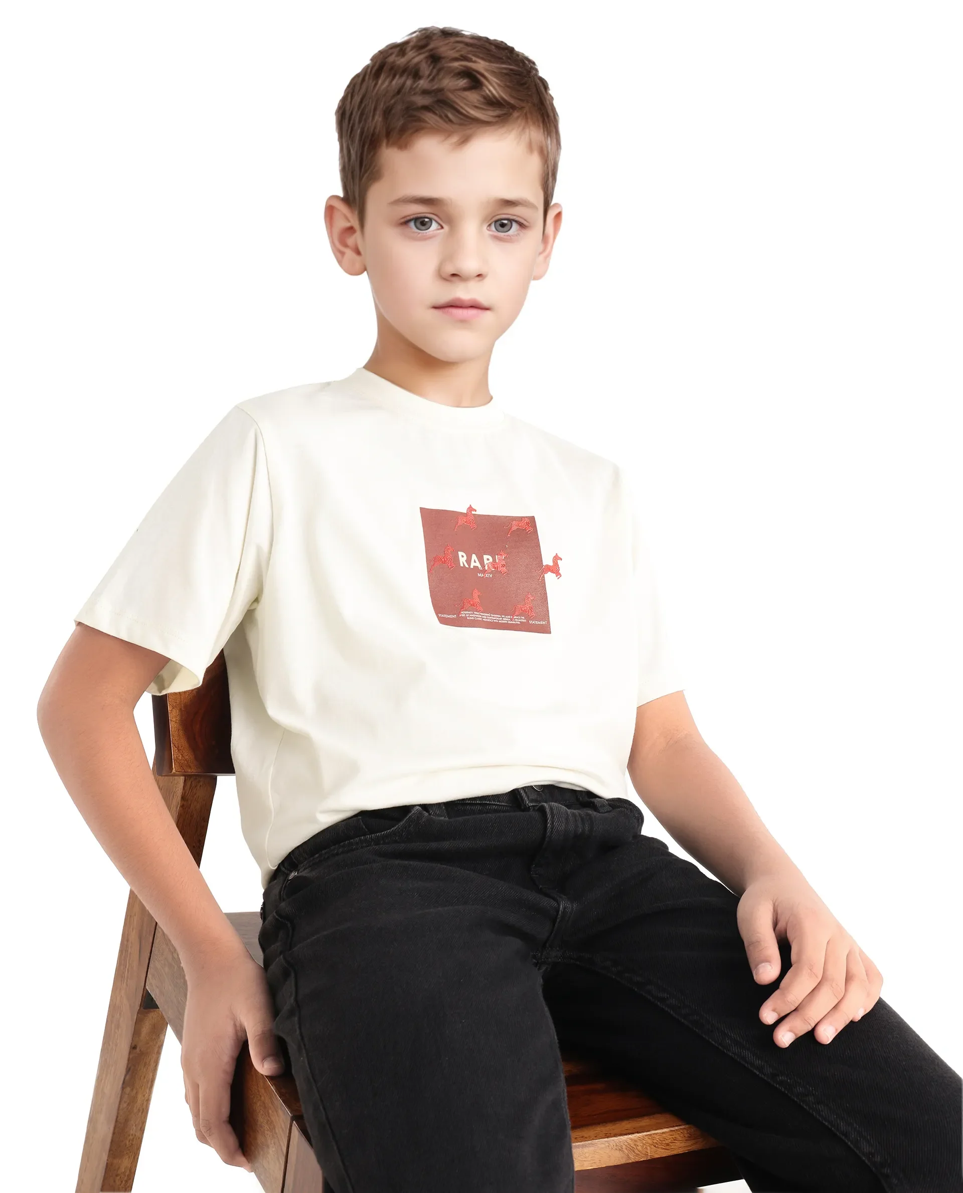 Rare Ones Kids Raze-K Off White Cotton Jelly Print Regular Fit T-Shirt - Image 3