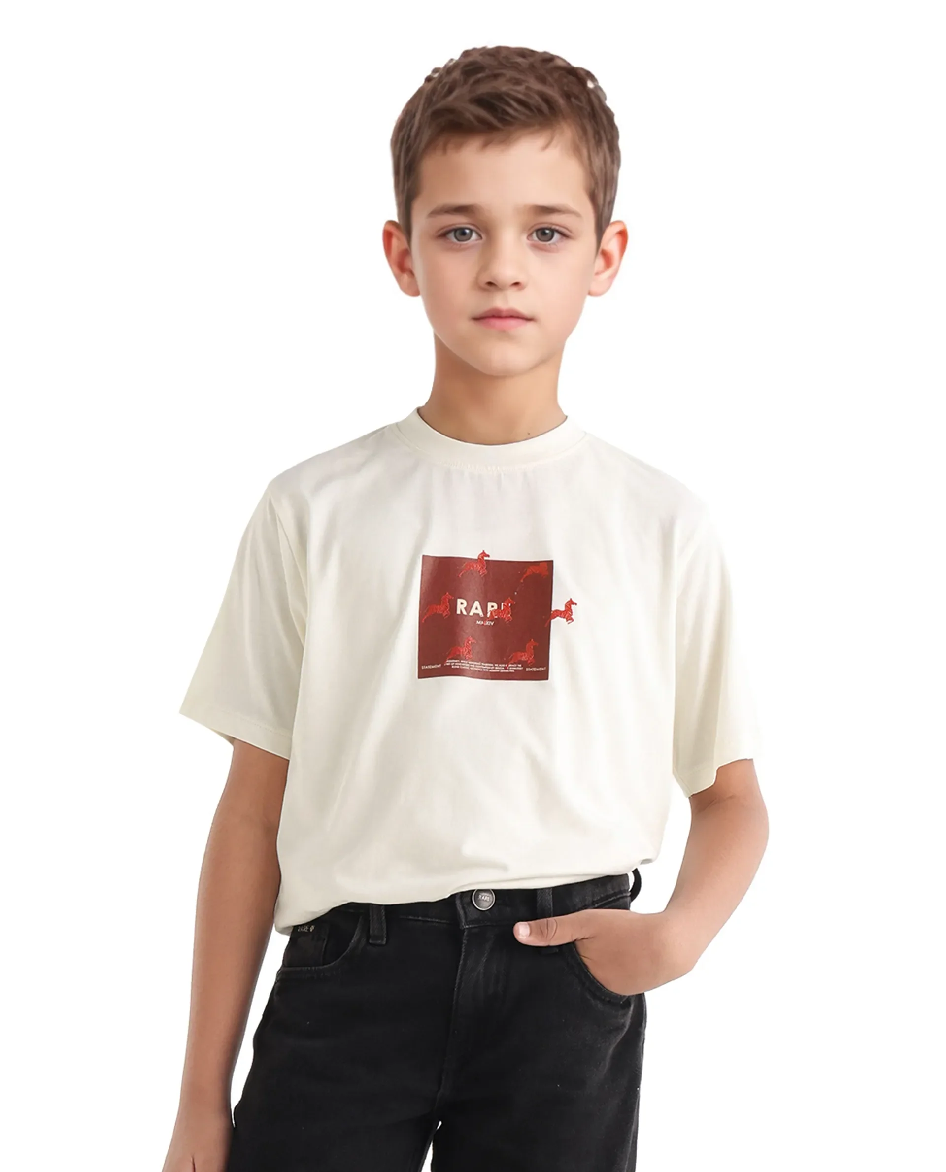 Rare Ones Kids Raze-K Off White Cotton Jelly Print Regular Fit T-Shirt - Image 5