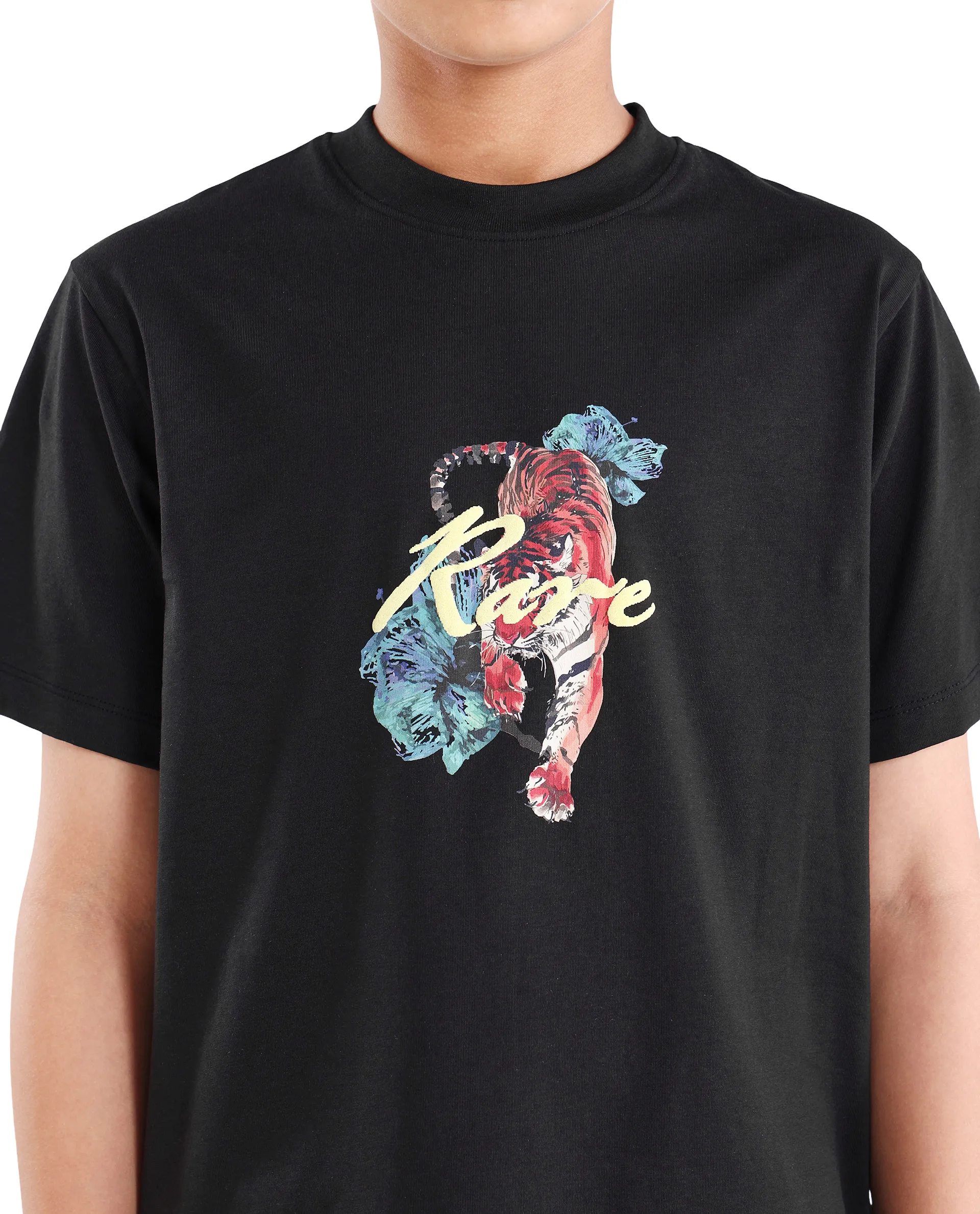Rare Ones Kids Rige-K Black Cotton Blend Fabric Pull-On Closure Digital Print Regular Fit T-Shirt - Image 4