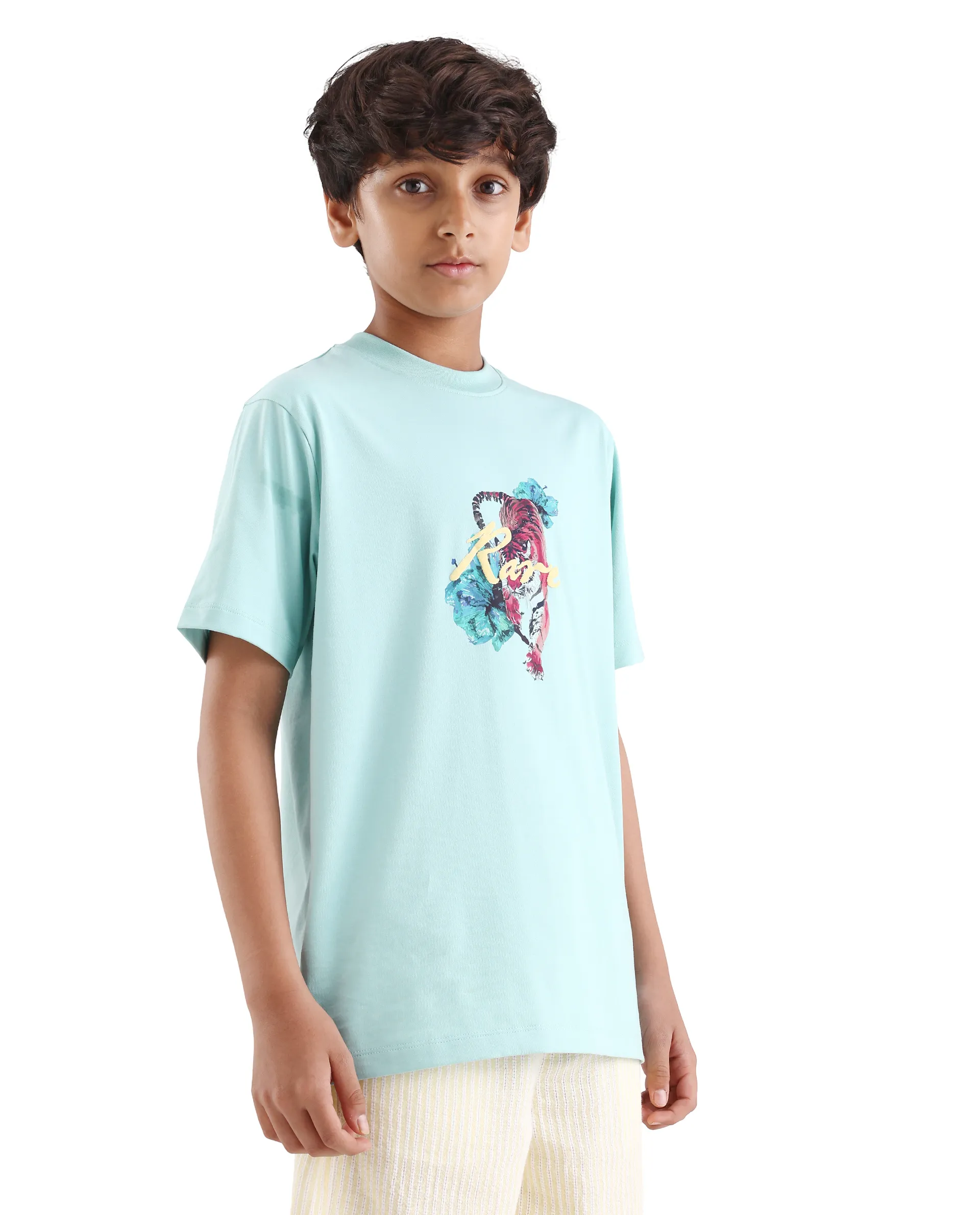 Rare Ones Kids Rige-K Dusky Blue Cotton Blend Fabric Pull-On Closure Digital Print Regular Fit T-Shirt - Image 6