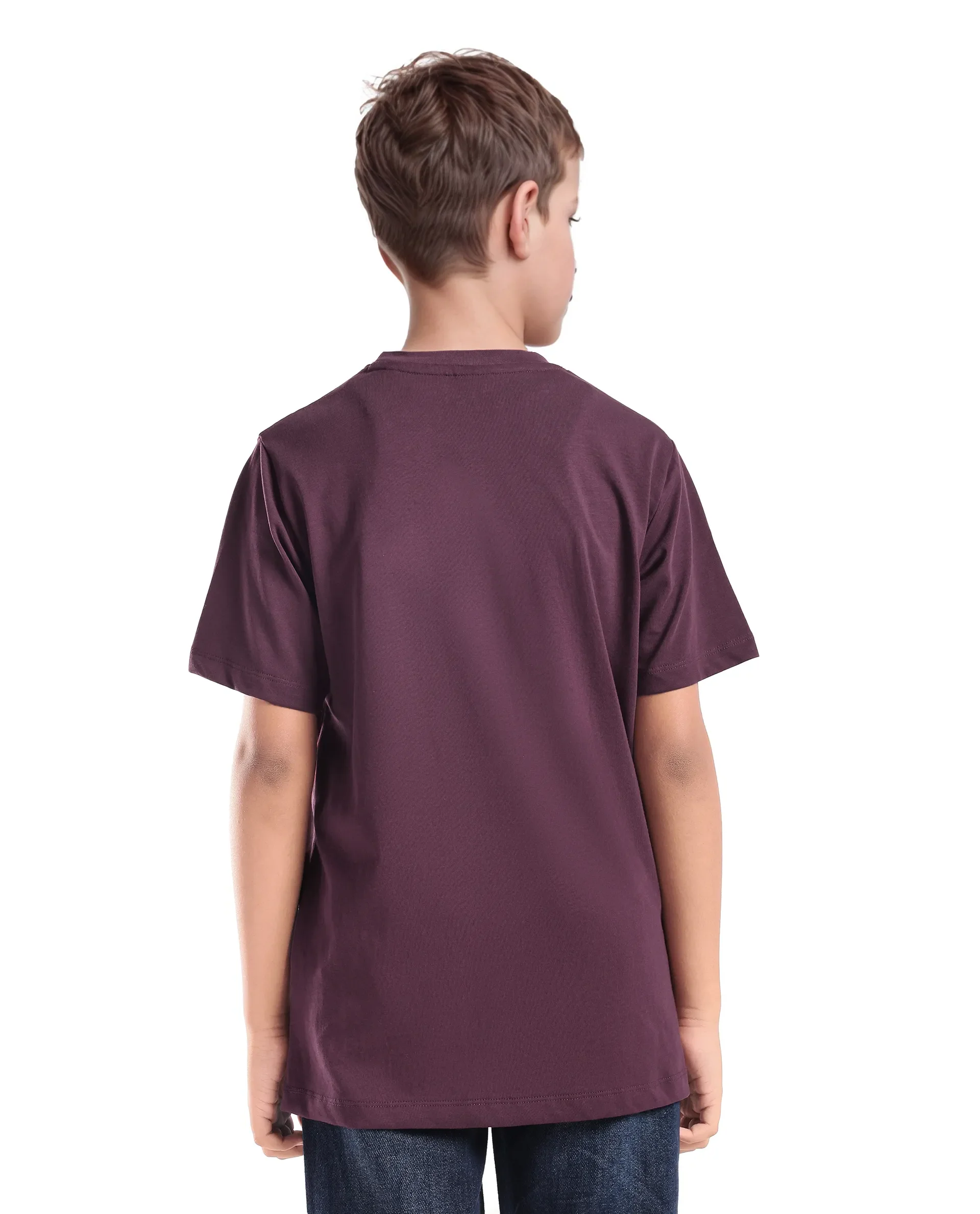 Rare Ones Kids Riggs Dark Maroon Cotton Pigment Print Regular Fit T-Shirt - Image 8