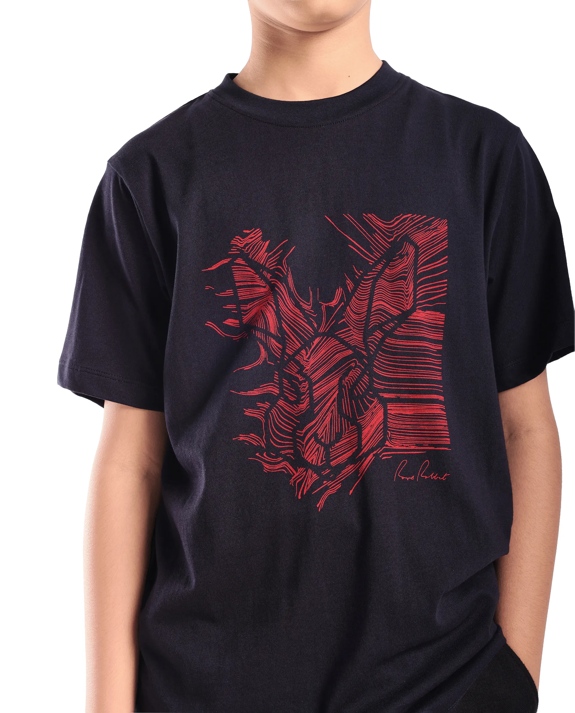Rare Ones Kids Riggs Dark Navy Cotton Pigment Print Regular Fit T-Shirt - Image 4