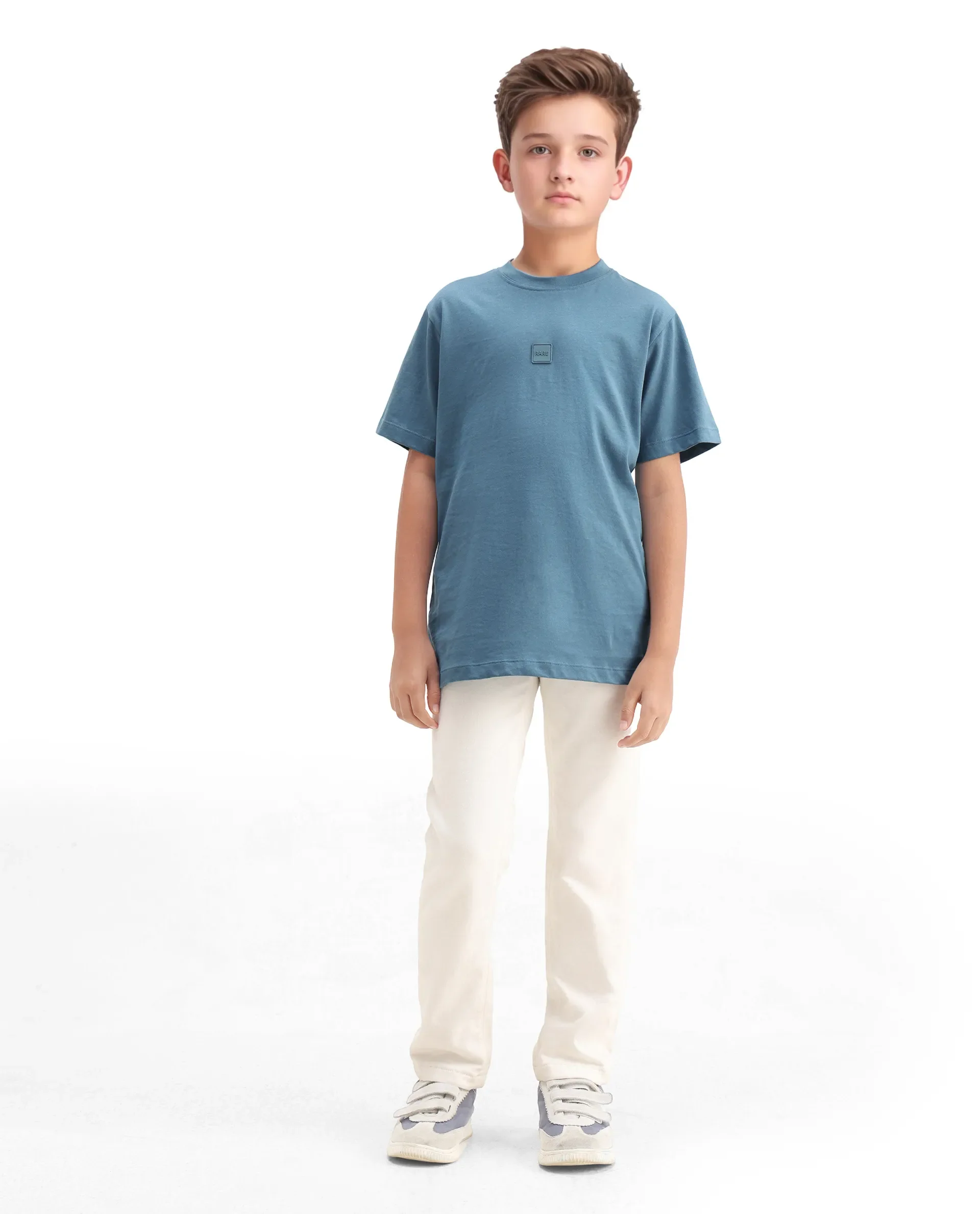 Rare Ones Kids Riho Dusky Blue Cotton Puff Print Regular Fit T-Shirt - Image 2